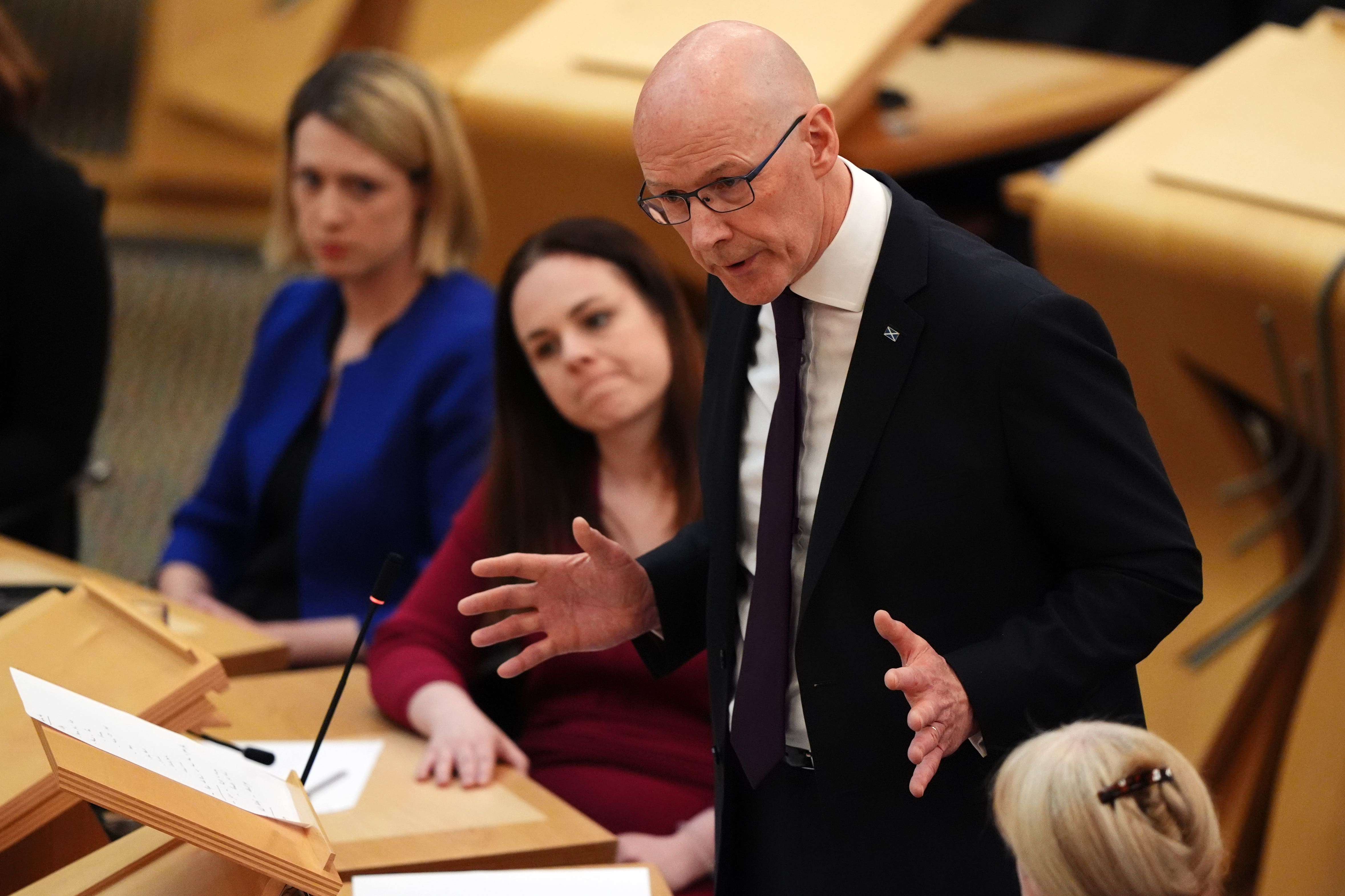 John Swinney spoke during First Minister’s Questions on Thursday (Andrew Milligan/PA)