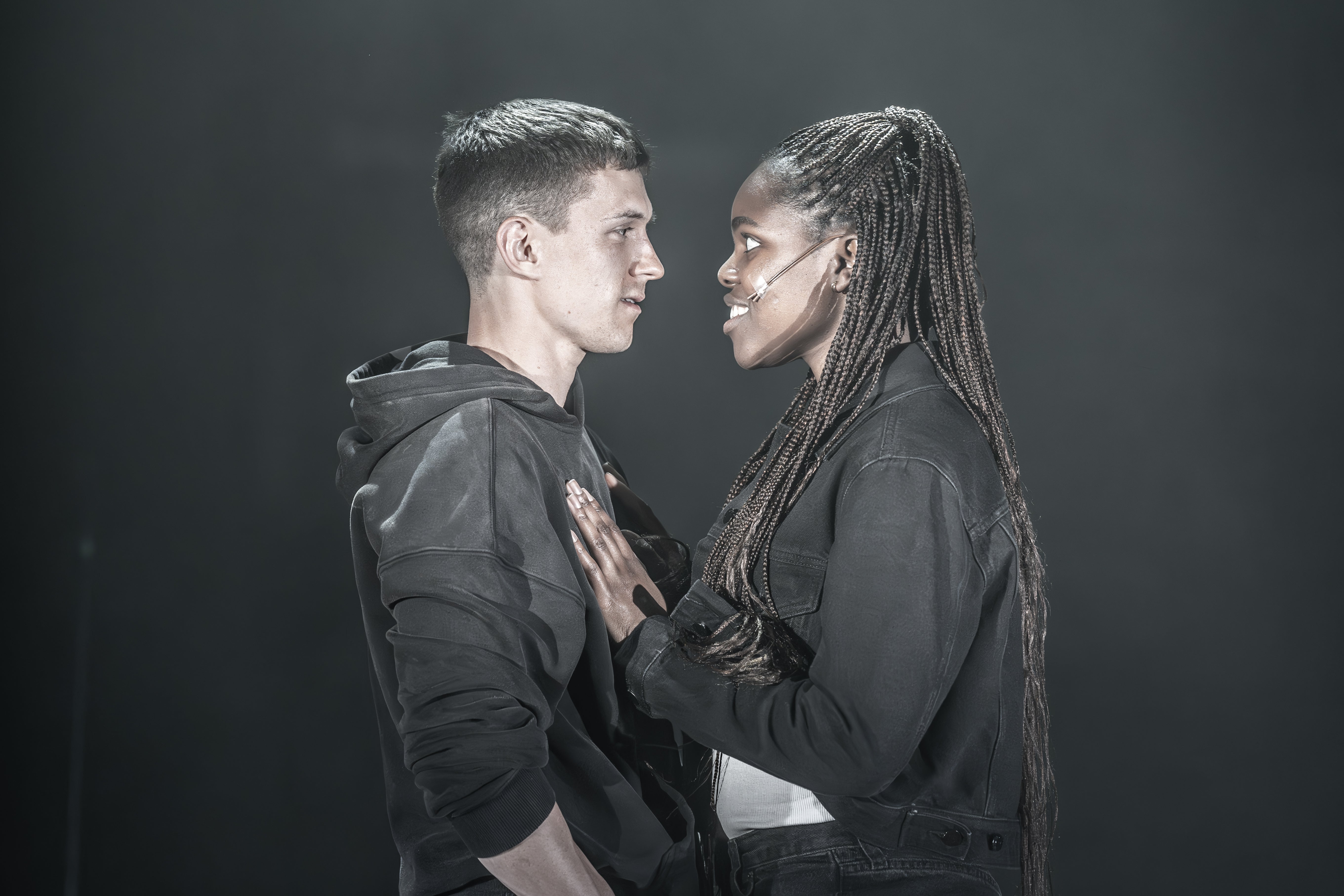 Tom Holland (Romeo) and Francesca Amewudah-Rivers (Juliet)