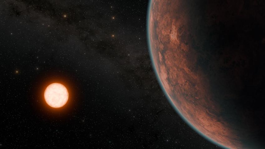 Gliese 12 b, which orbits a cool, red dwarf star located just 40 light-years away, promises to tell astronomers more about how planets close to their stars retain or lose their atmospheres. In this artist’s concept, Gliese 12 b is shown retaining a thin atmosphere.