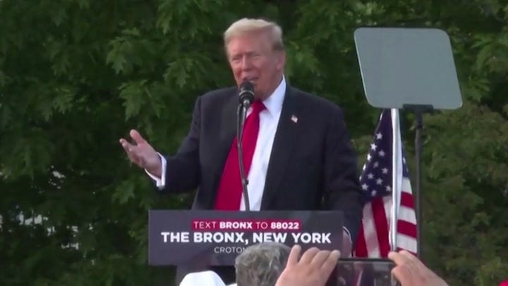 <p>Trump claims ‘illegal migrants are building an army against America’ at Bronx rally.</p>