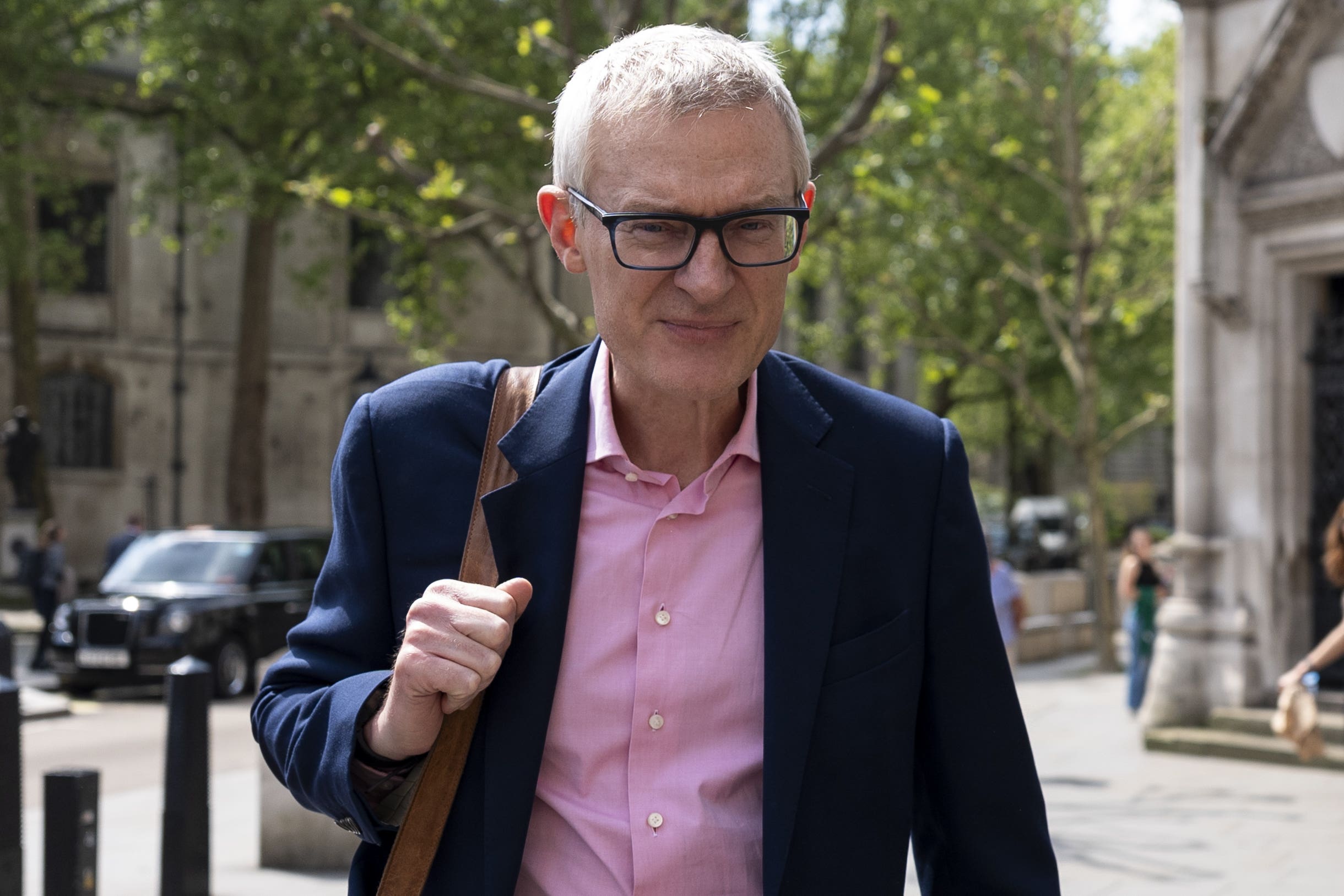 Jeremy Vine arrives at the Royal Courts of Justice in London for the first hearing in his libel claim against Joey Barton (Jordan Pettitt/PA)