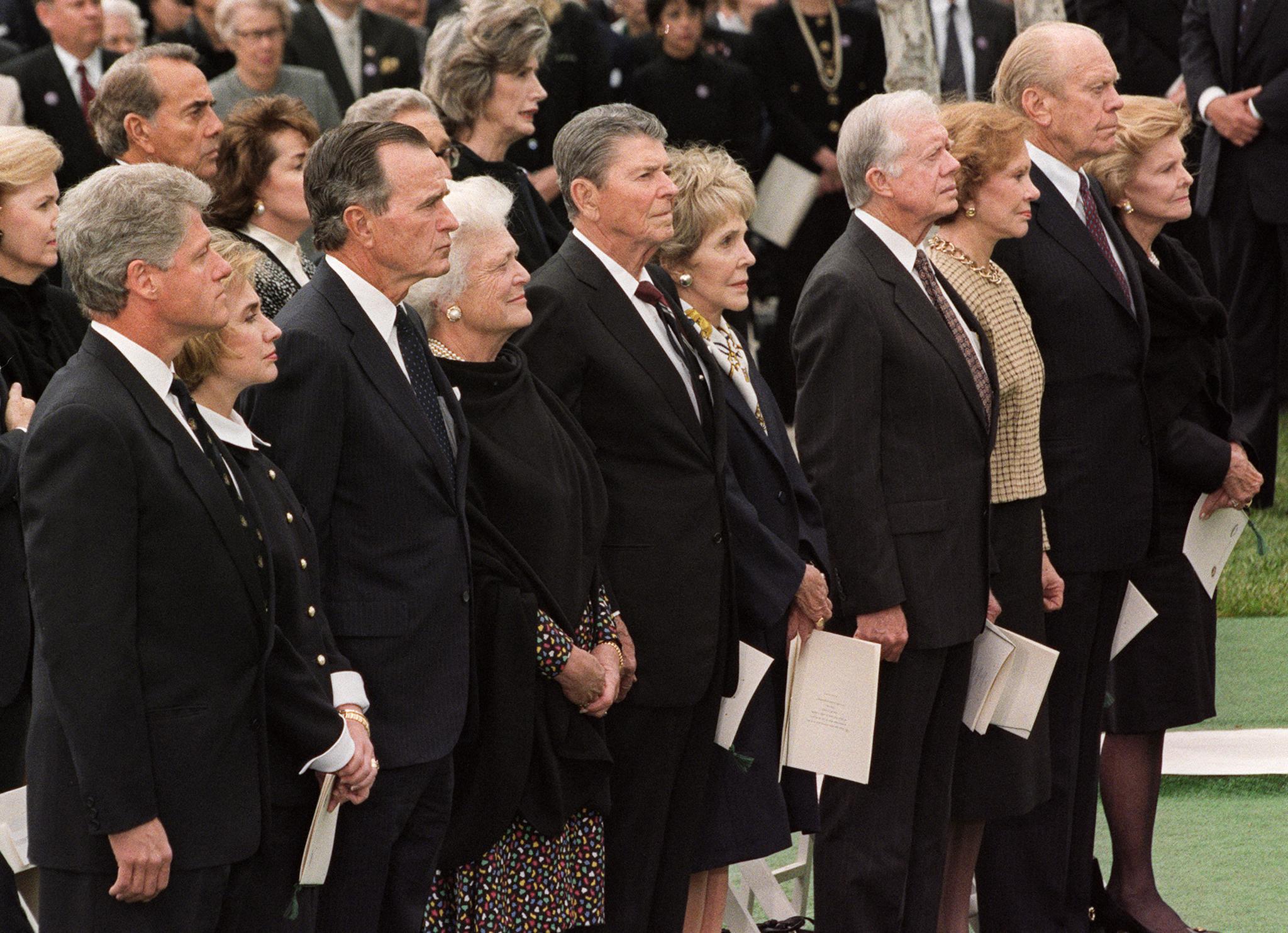 Five presidents attend former President Richard Nixon’s funeral in Yorba Linda, California in 1994