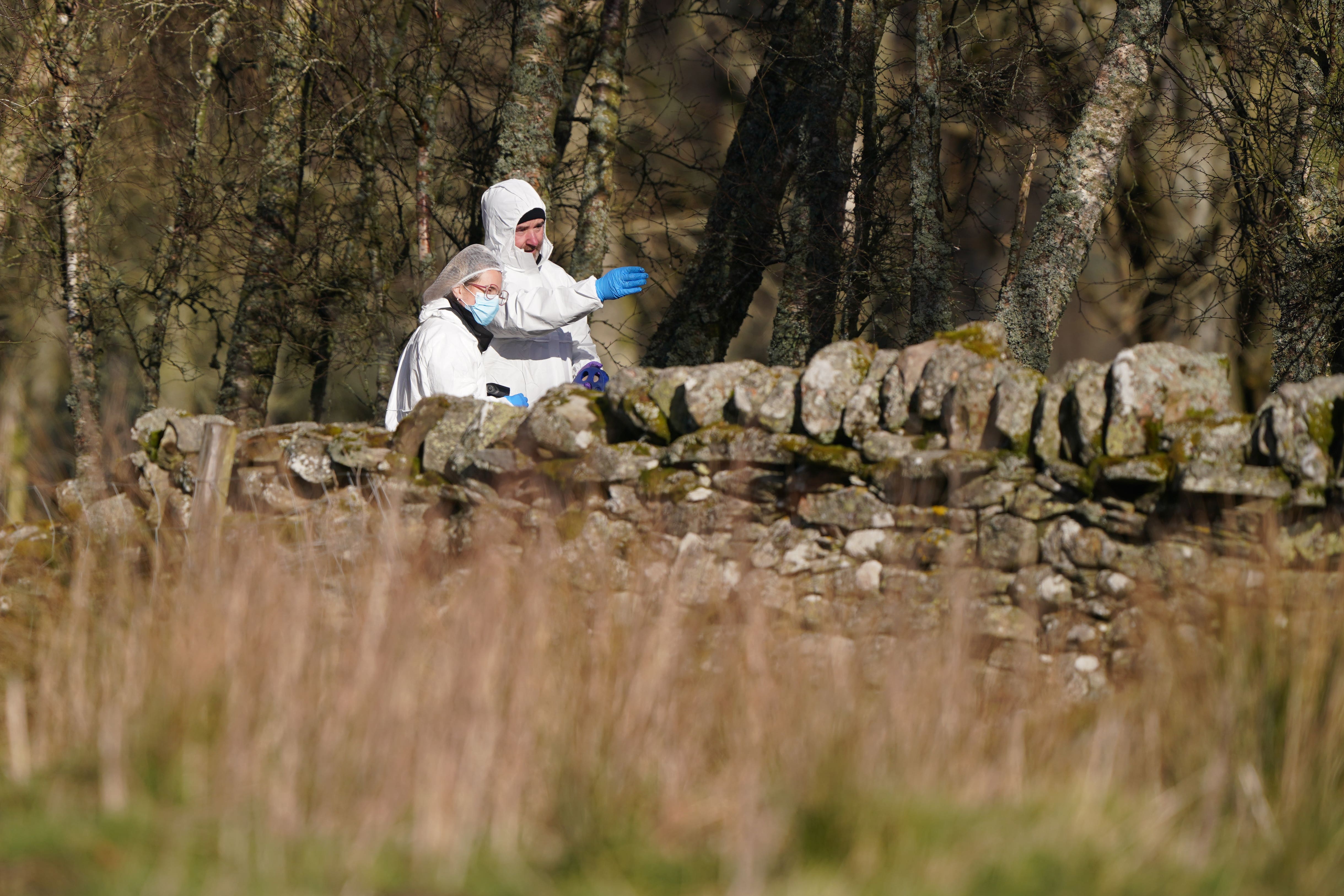 Police at the scene in the Pitilie area on the outskirts of Aberfeldy (Andrew Milligan/PA)