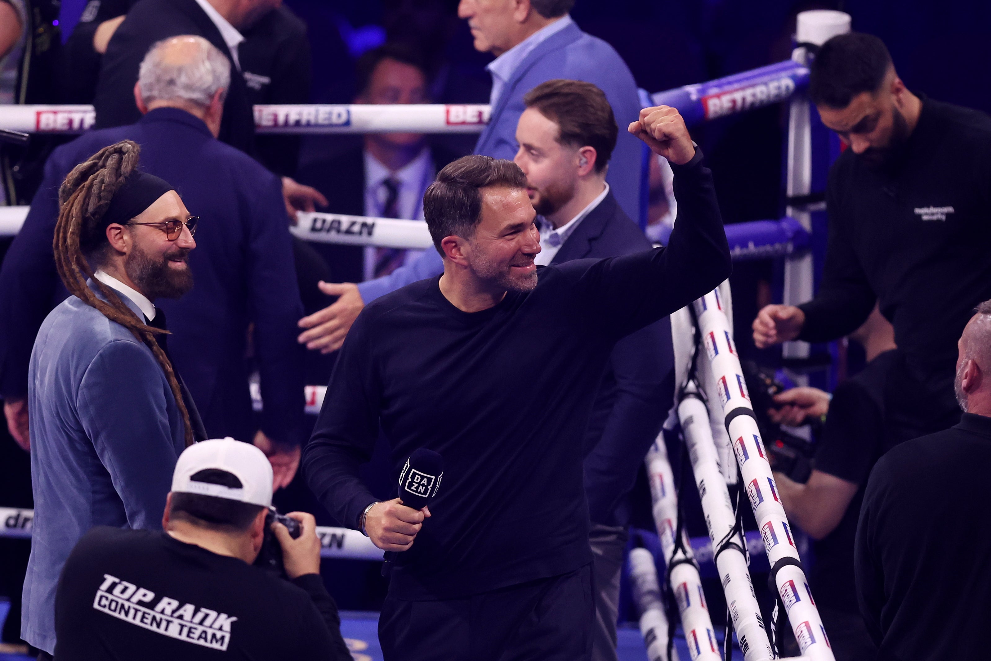 Eddie Hearn celebrates Catterall’s win