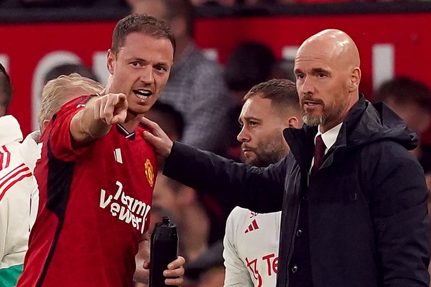 Jonny Evans (left) hopes manager Erik ten Hag does not get sacked (Martin Rickett/PA)