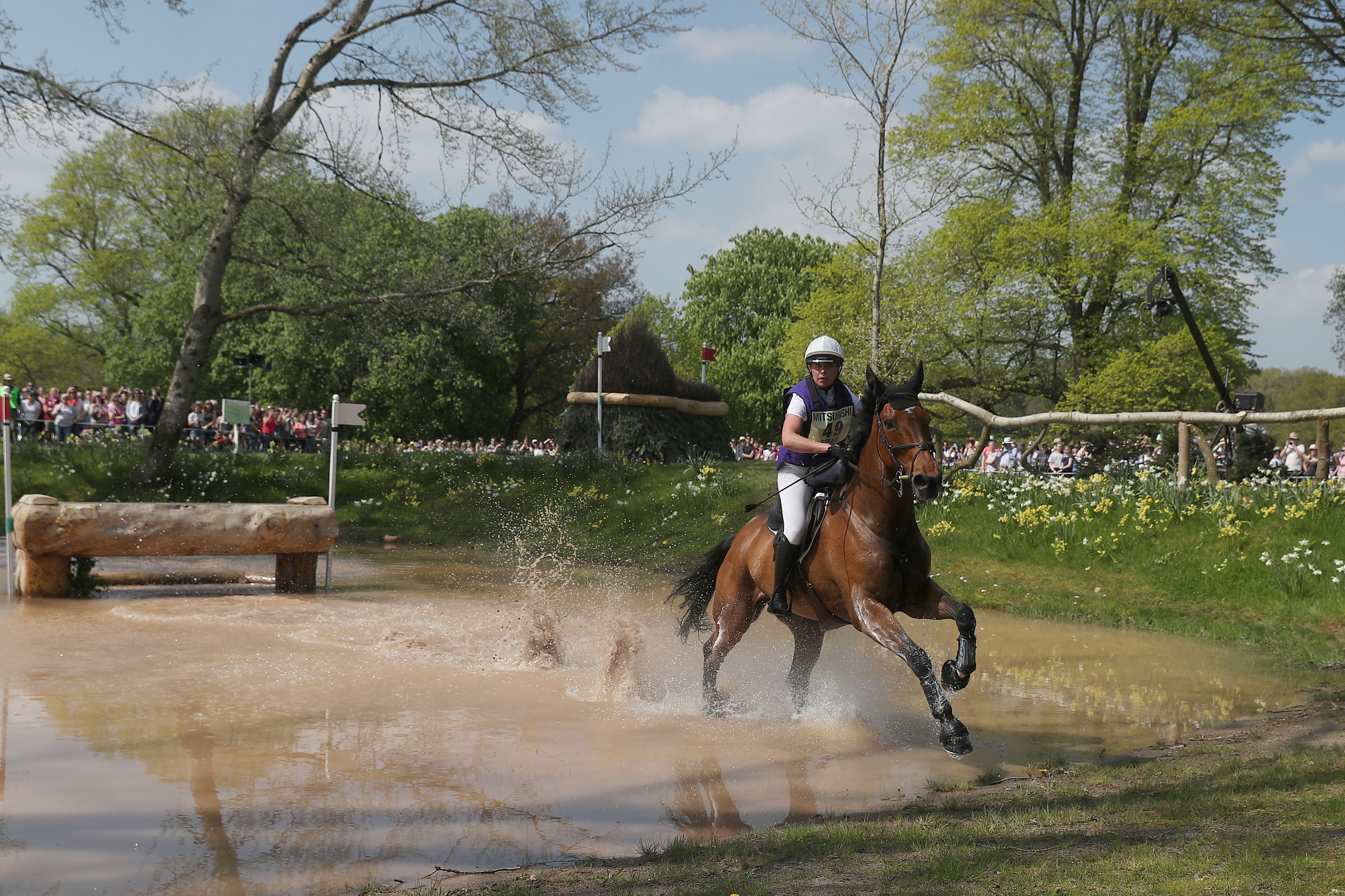 Georgie Campbell pictured competing with Cooley Earl at Badminton (David Davies/PA).