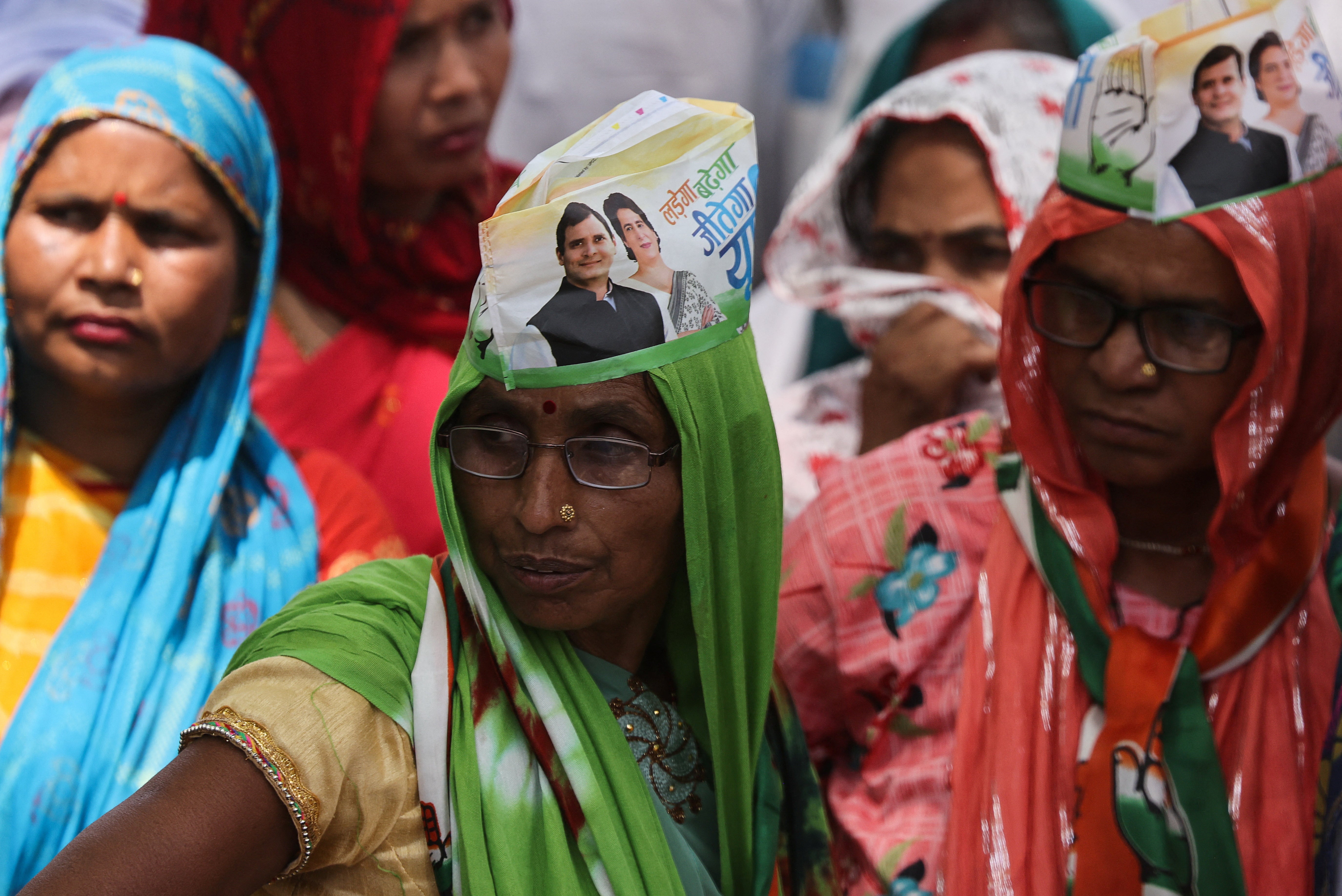 Congress party supporters in Rae Bareli