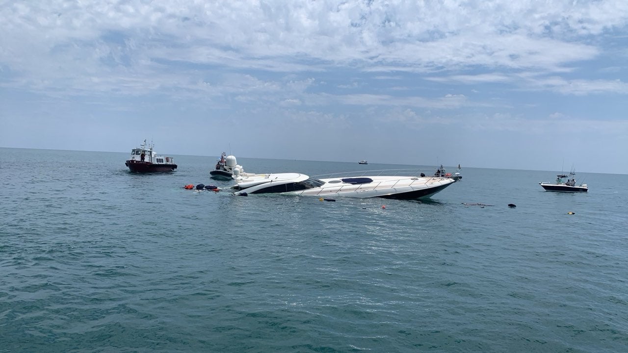 The Atlantis, pictured off the coast of Florida, began to sink on Saturday morning