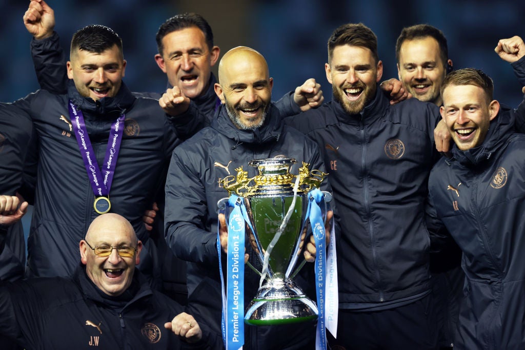 Maresca with the Premier League 2 trophy