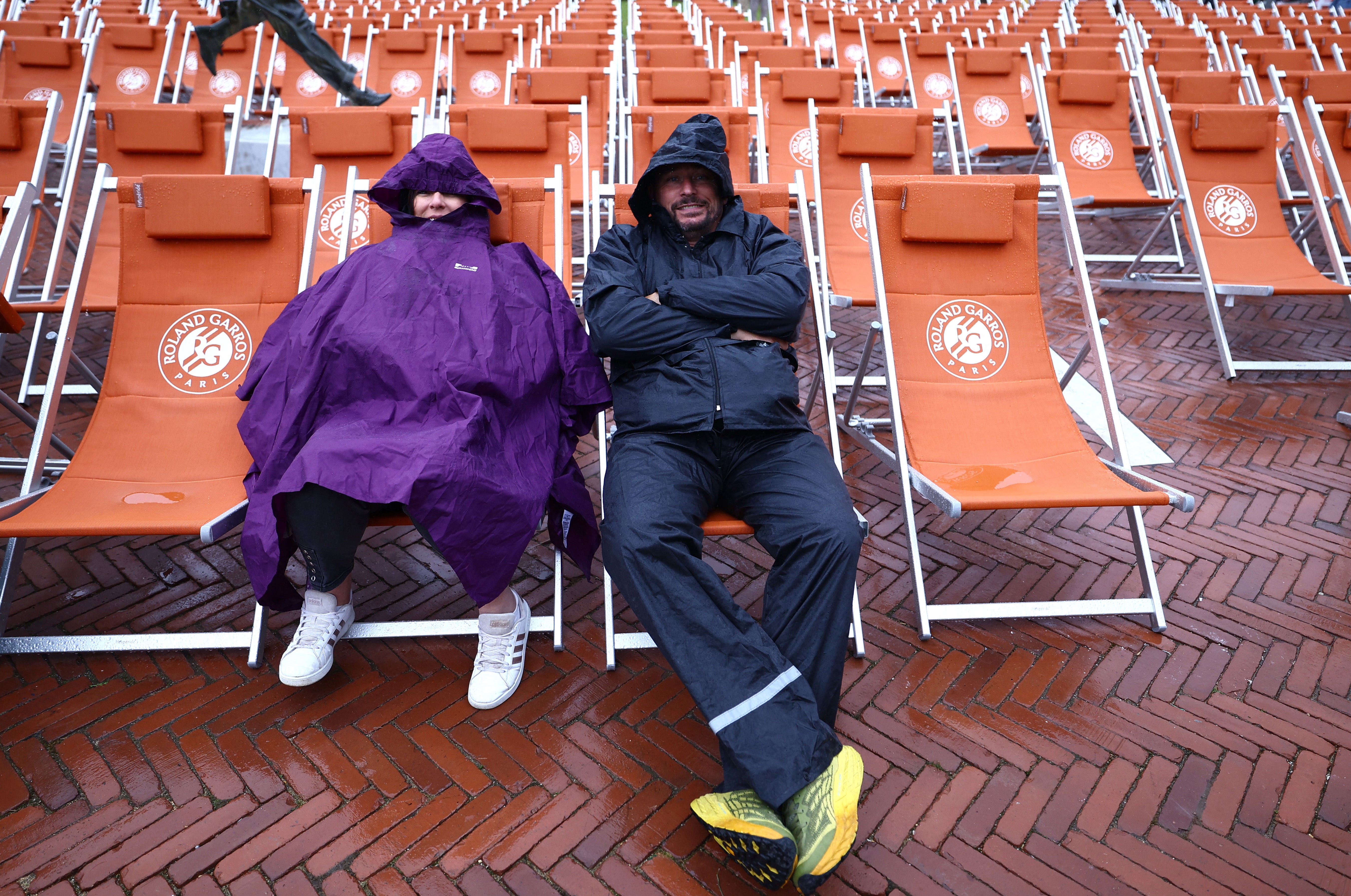 Play on the outside courts was cancelled in the afternoon after a day of rain