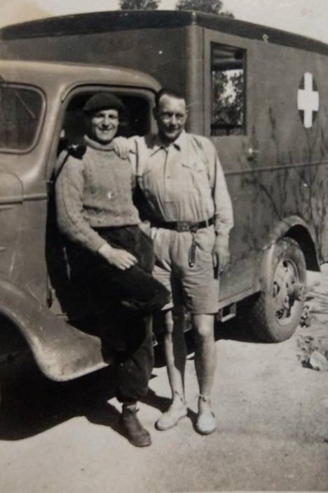 George Green, right, in Spain with an ambulance