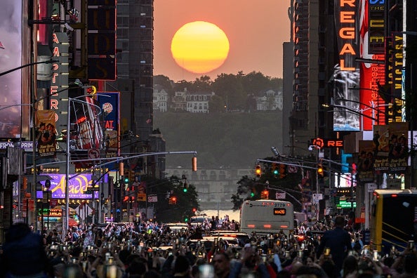 Manhattanhenge is when the sunset and New York City’s streets perfectly align