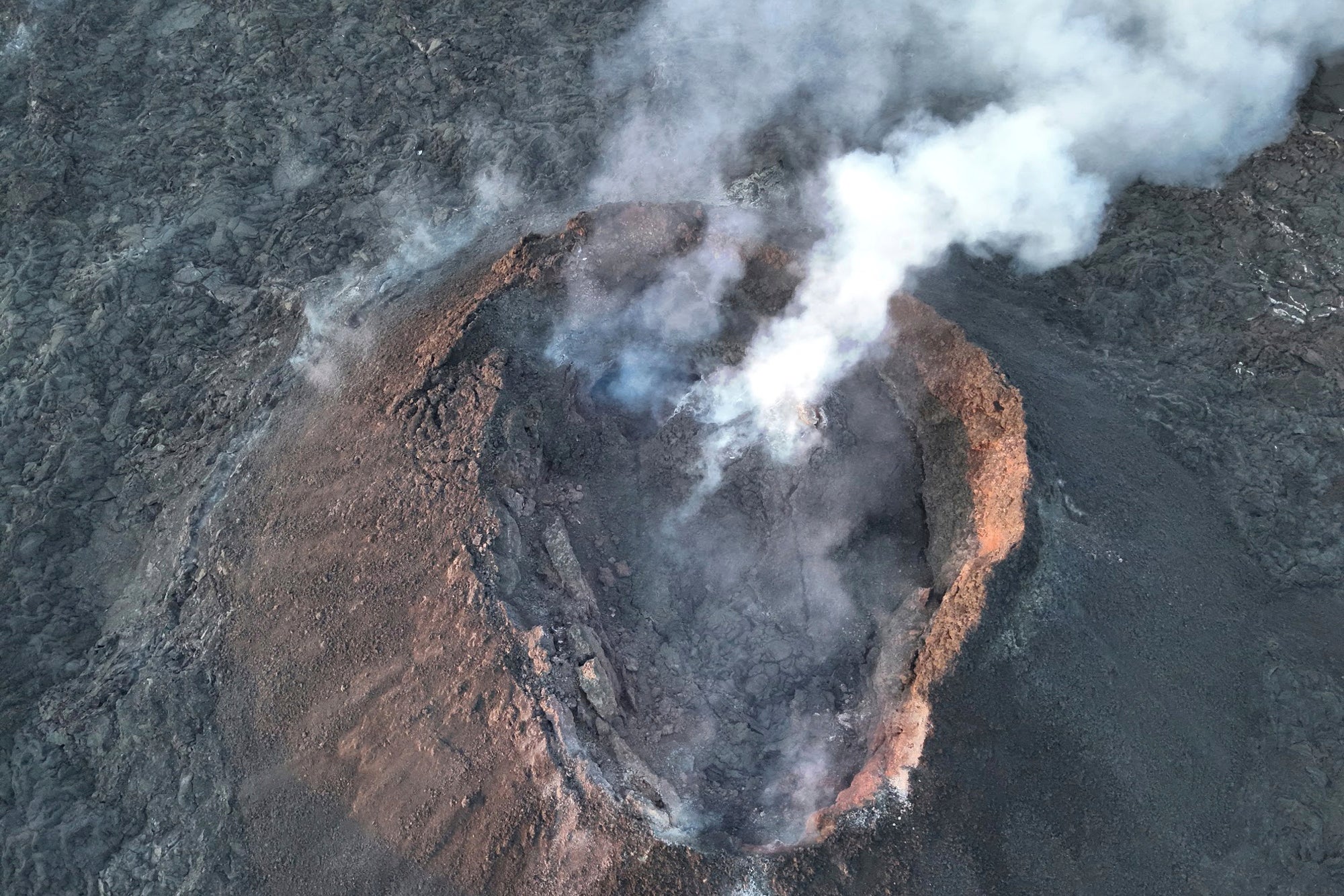 Smoke billows from a volcano in Grindavik