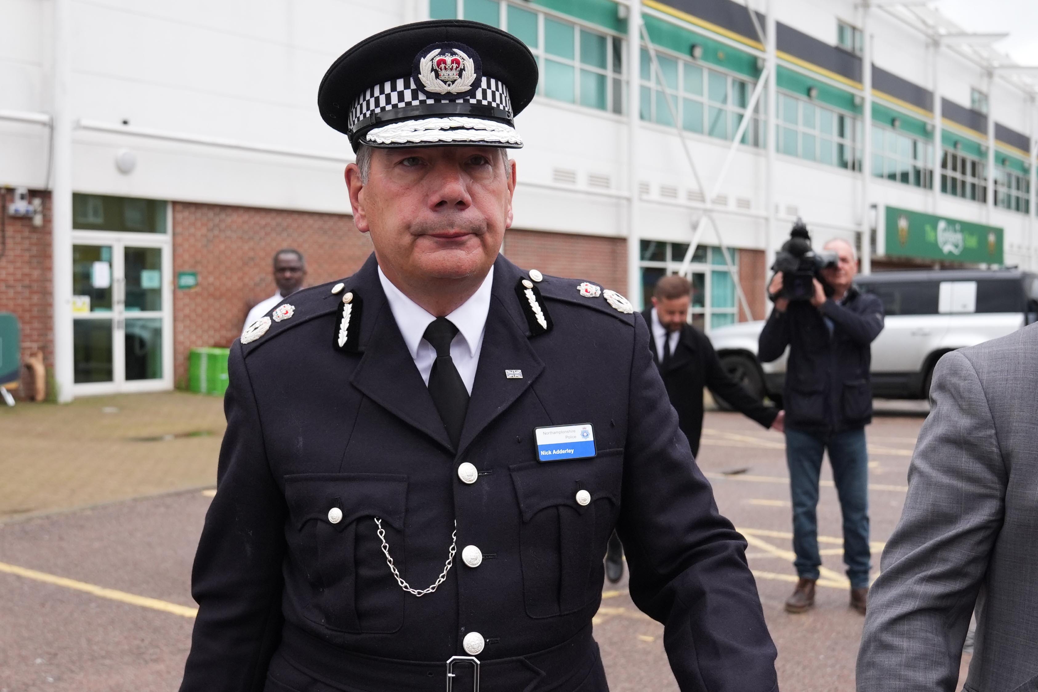 Nick Adderley leaves Northampton Saints Stadium, Northampton, following the first day of his misconduct hearing on Tuesday (Jacob King/PA)