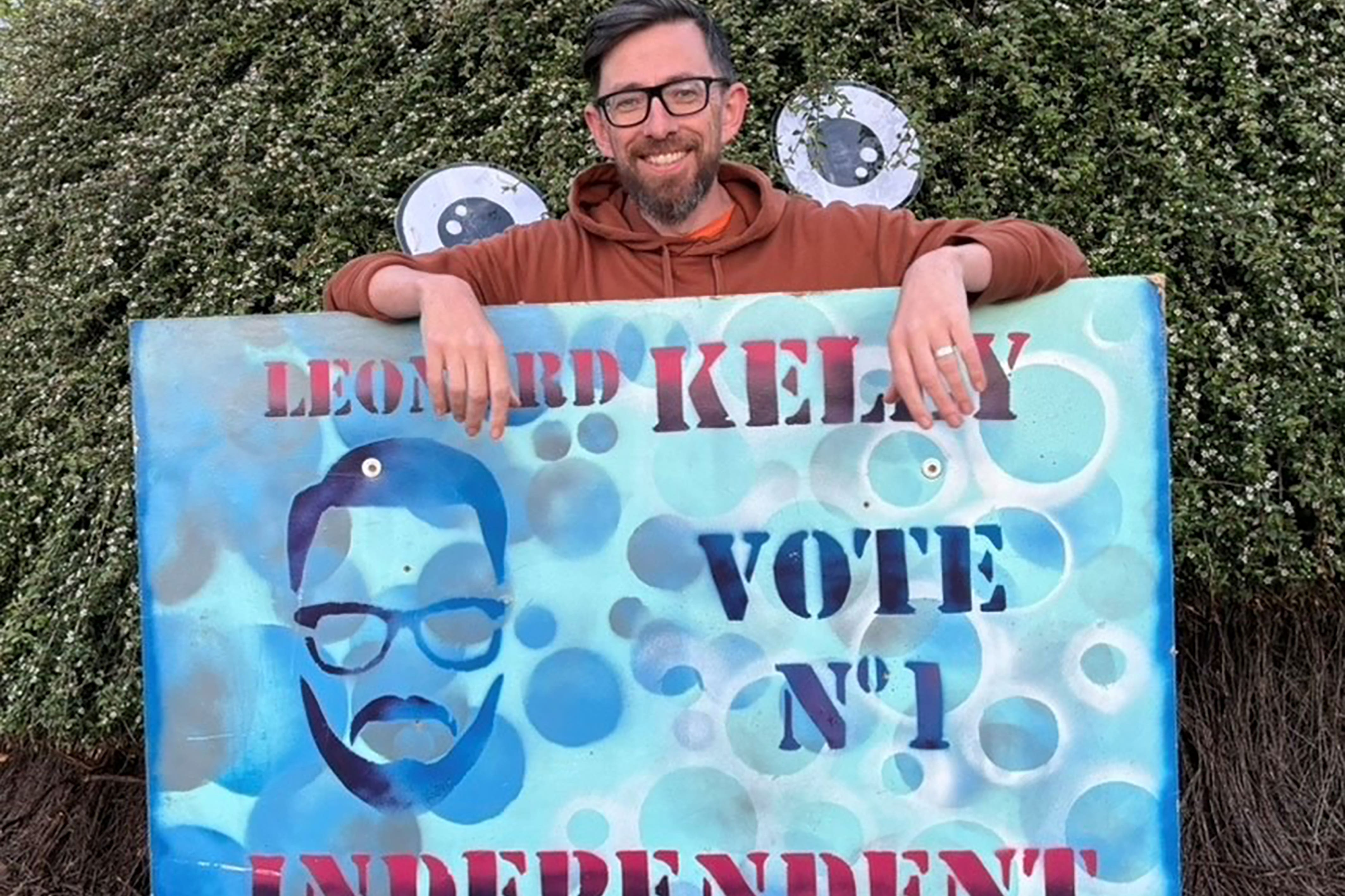 Leonard Kelly was one of his election posters (Leonard Kelly/PA)