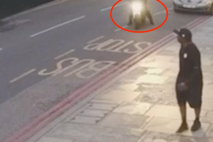 CCTV footage caught the moment the motorcyclist opened fire in Dalston