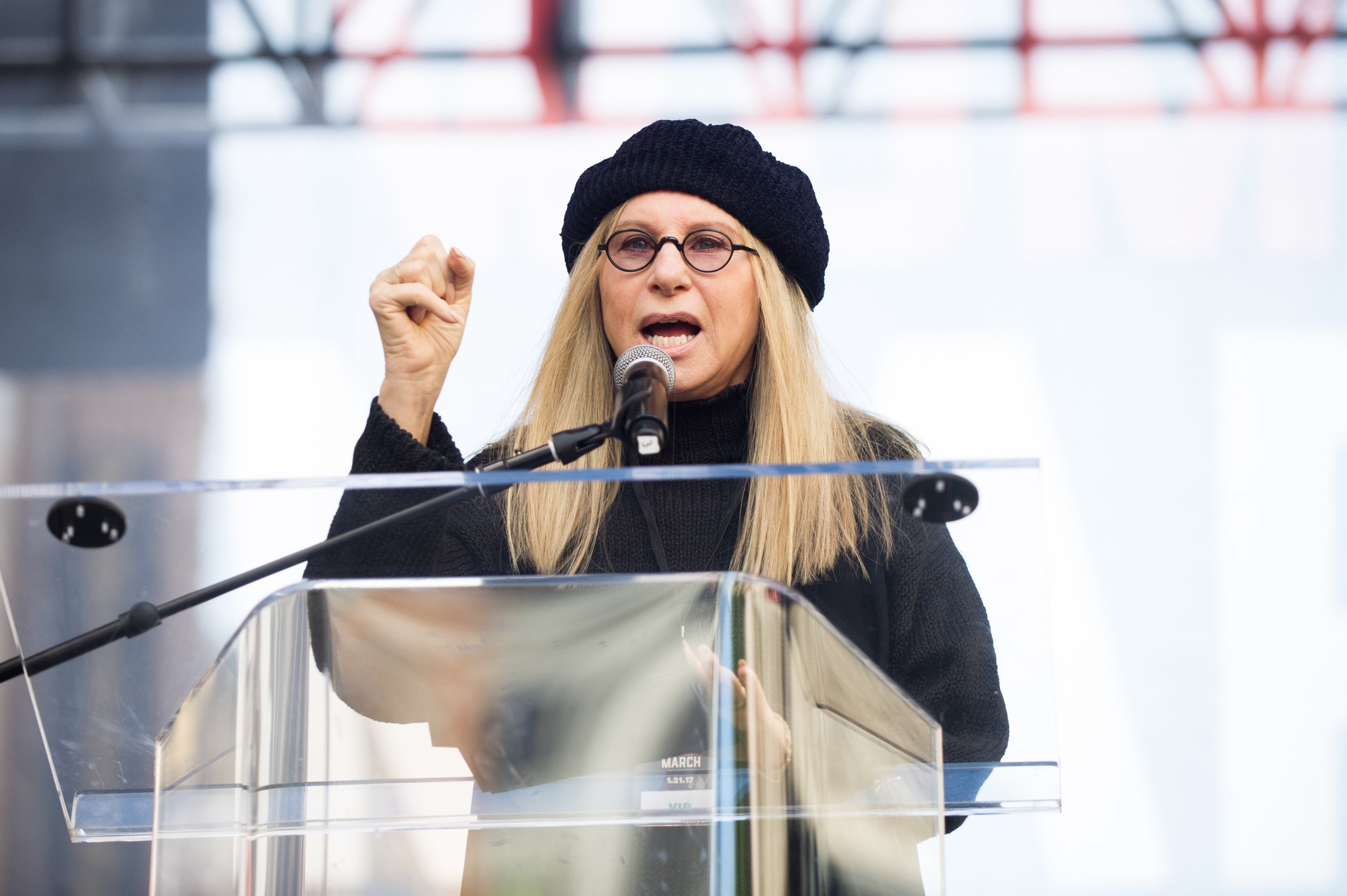 Barbra Streisand at the Women’s March after Trump’s inauguration in 2017