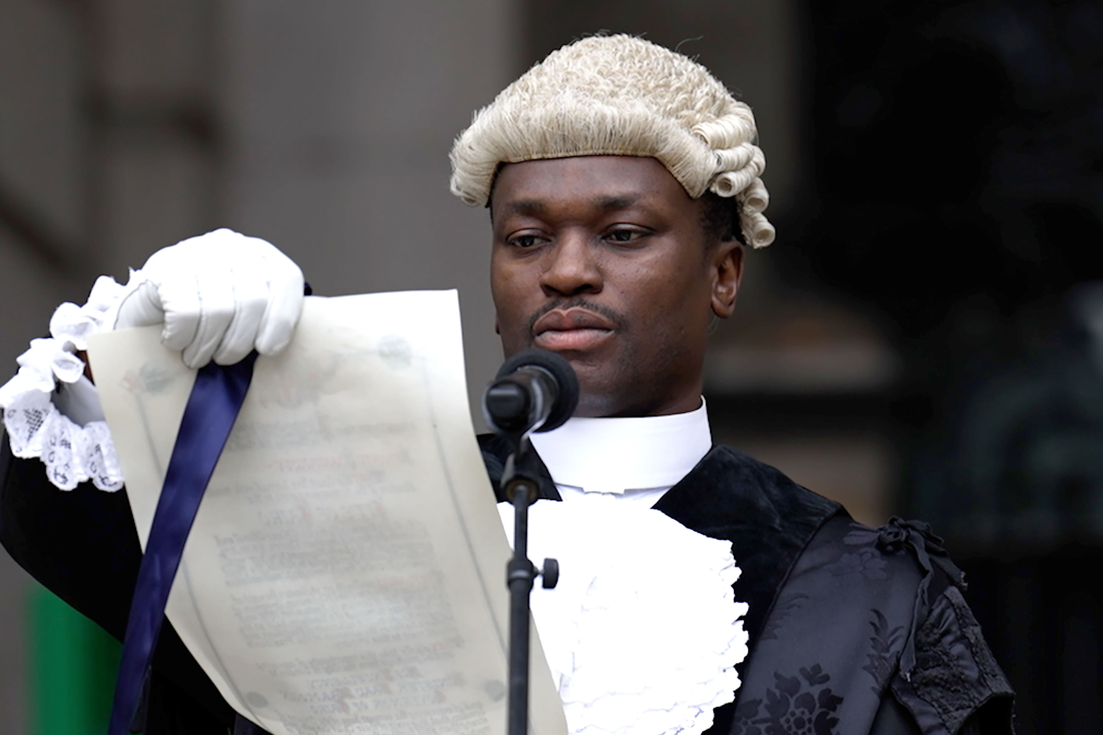 A Royal Proclamation is read on the steps of the Royal Exchange in the City of London (PA)