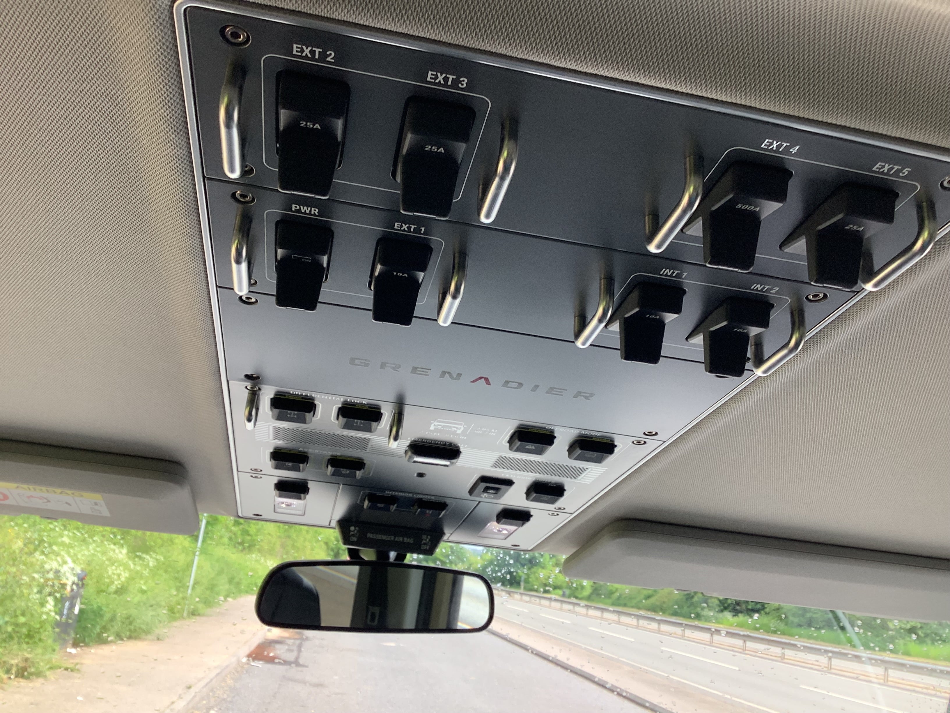 The most fun feature is the array of controls on the ceiling, as if on an aircraft