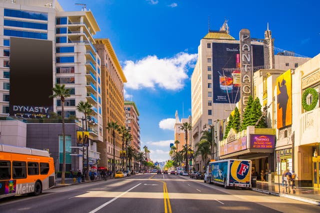 <p>Hollywood Boulevard, one of several famous roads in LA</p>