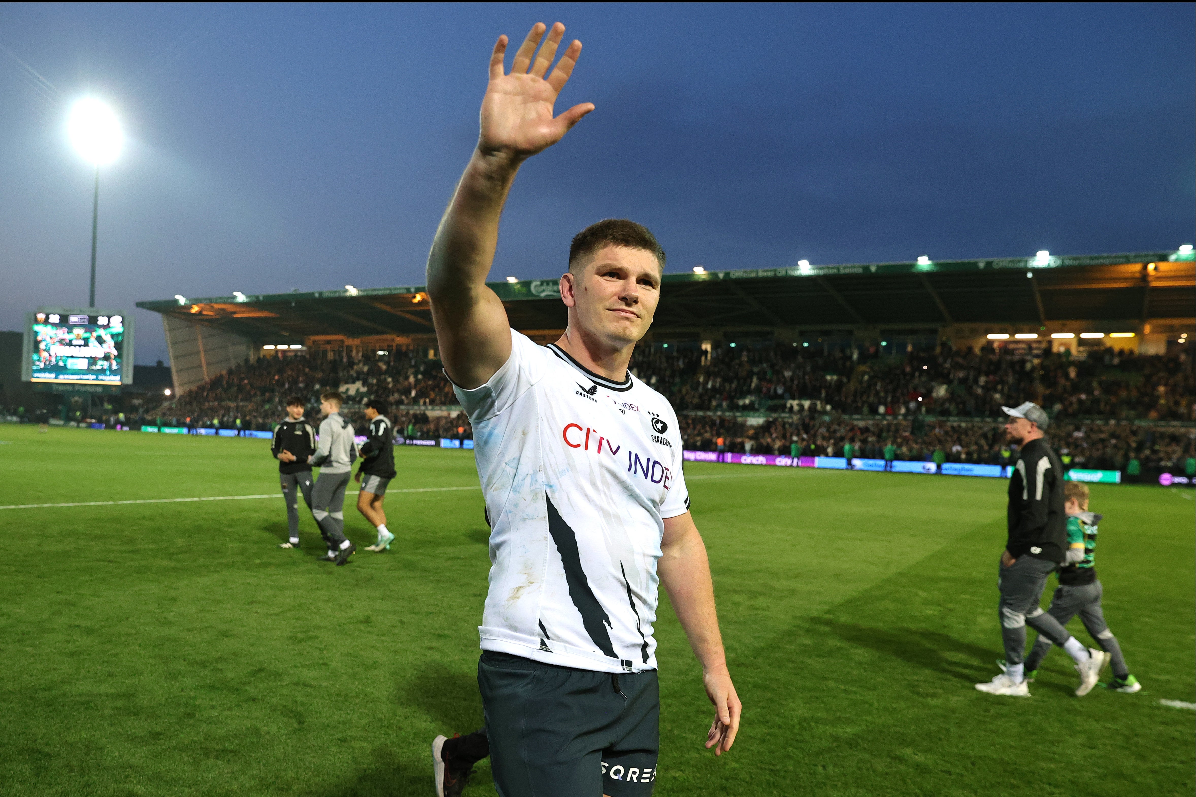 Owen Farrell waved goodbye to Saracens