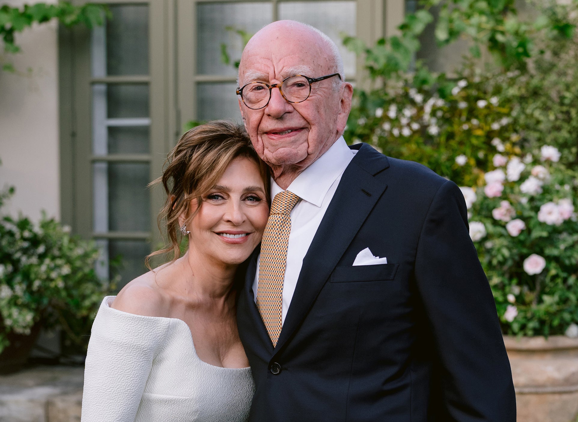 Happily ever after? Rupert Murdoch and his fifth wife, Elena Zukhova, pictured at their California wedding last weekend