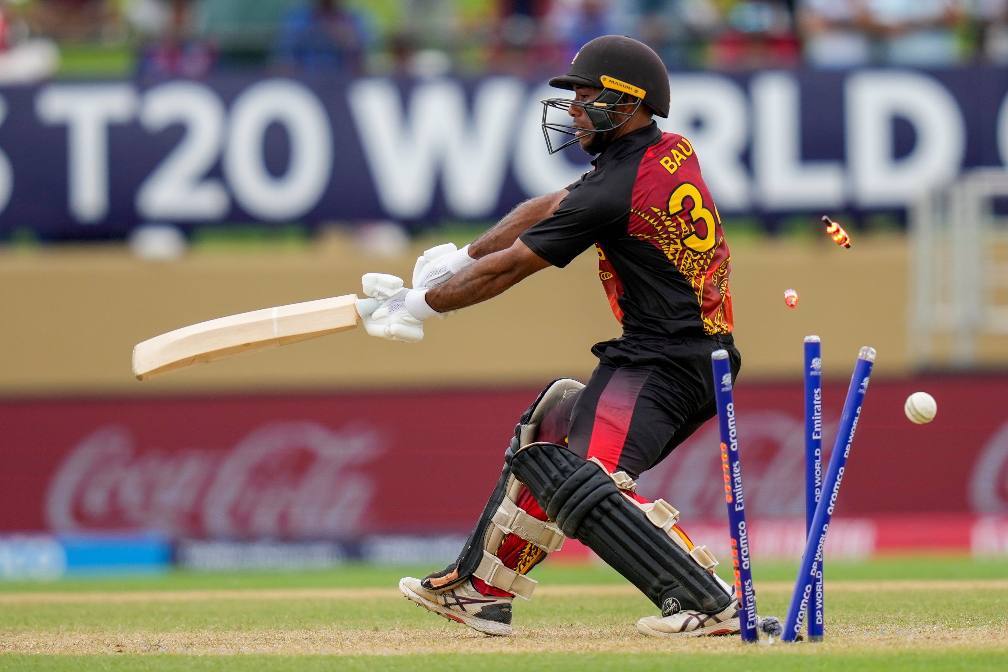 Sese Bau made a half-century fro PNG before being cleaned up by Alzarri Joseph