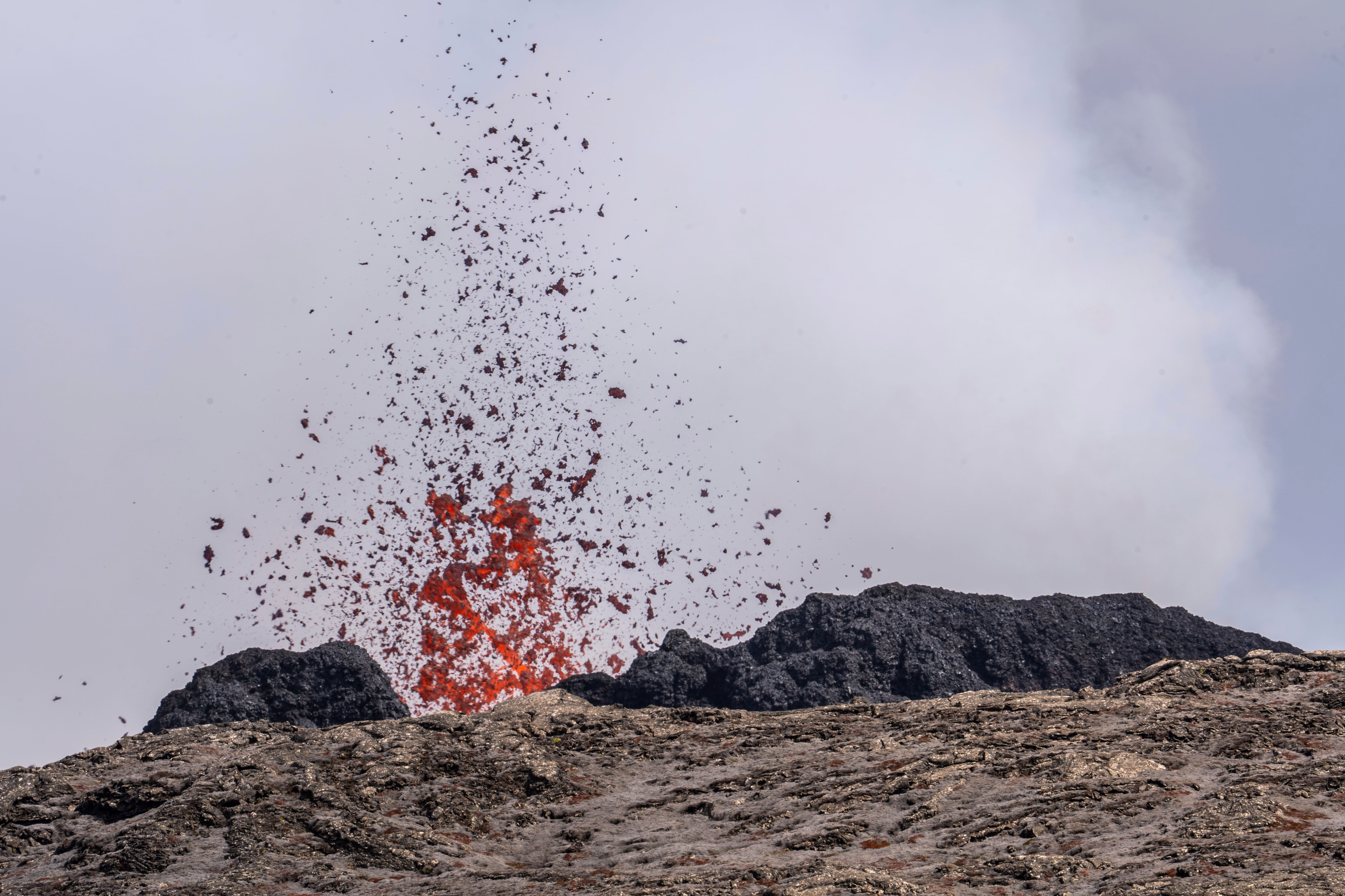 A volcano erupts with lava in Grindavik, Iceland, Sunday, June 2, 2024