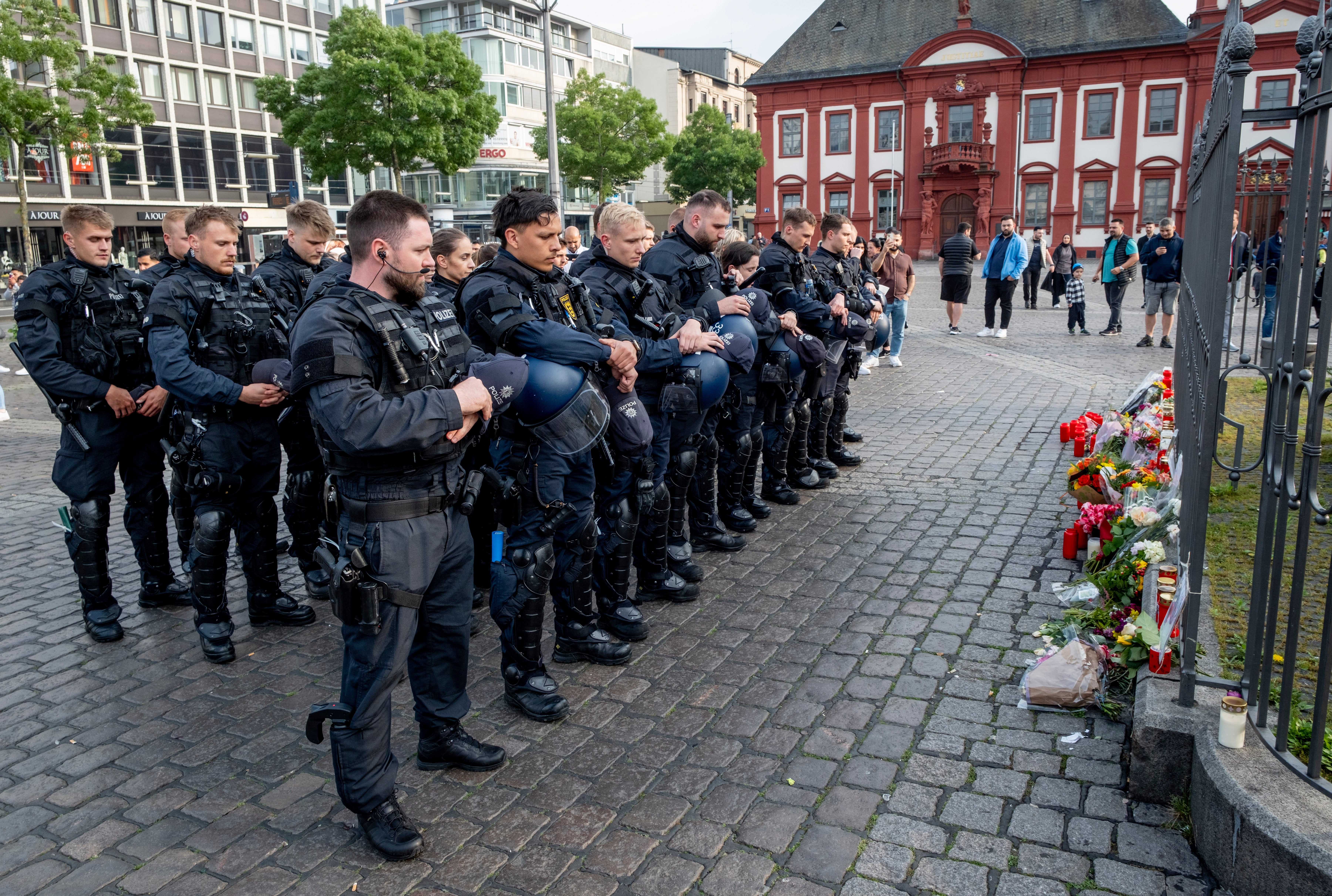 German police officers commemorate their colleague in Mannheim Germany