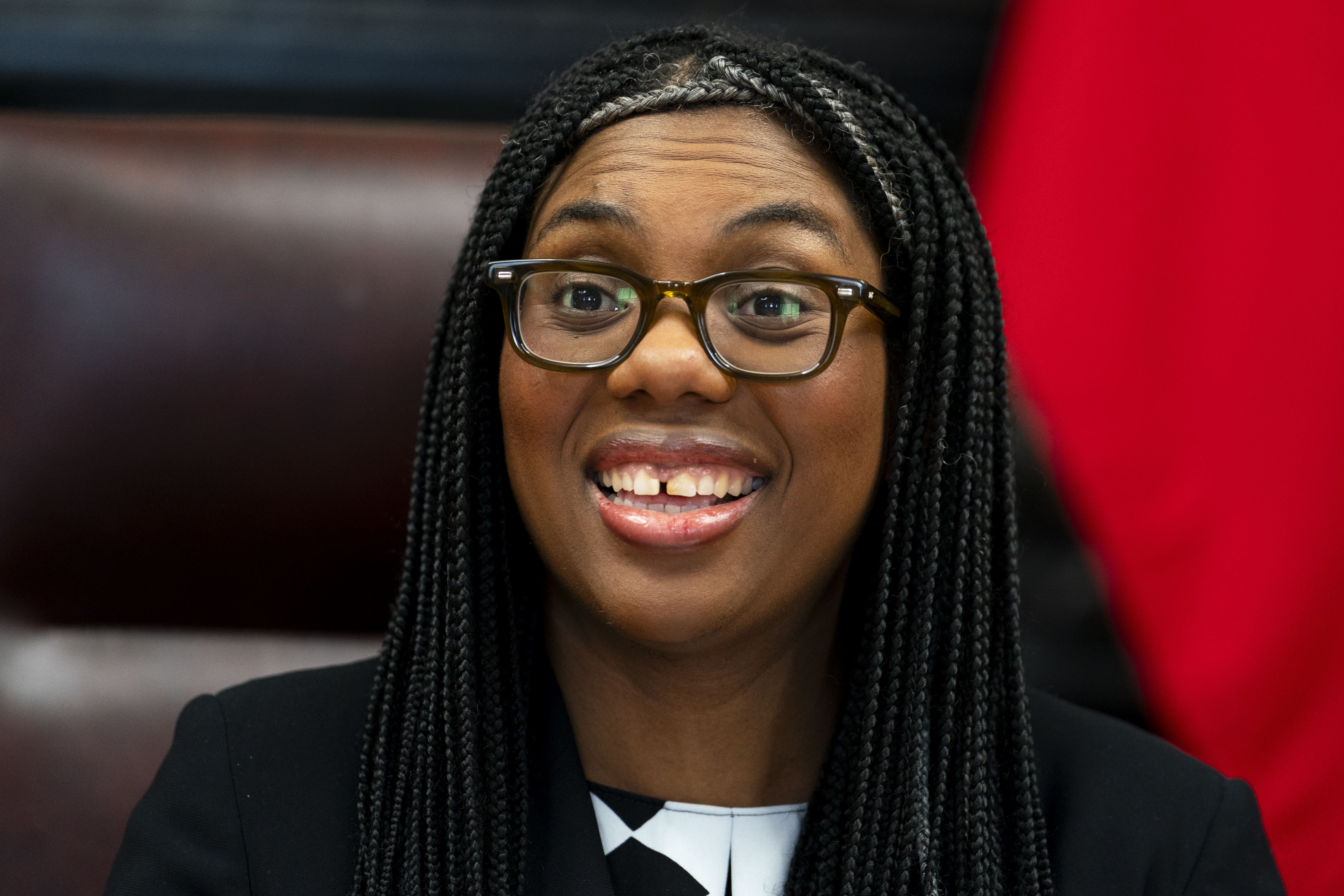 Kemi Badenoch appeared to clash with journalists during her morning round on Monday (Jordan Pettitt/PA)