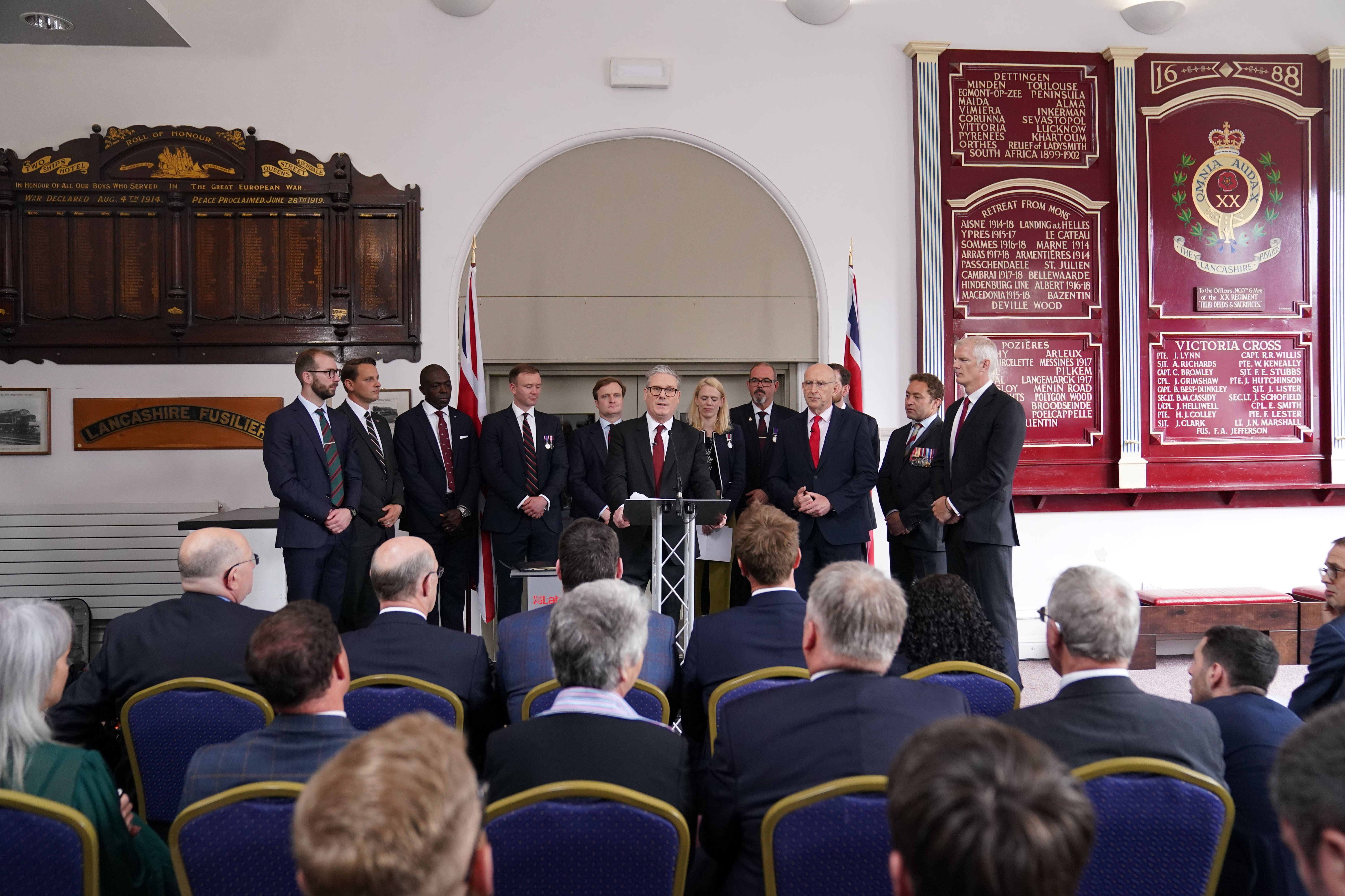 Labour Party leader Sir Keir Starmer paid a visit on Monday to the Fusilier Museum in the marginal seat of Bury North in Greater Manchester (Stefan Rousseau/PA)