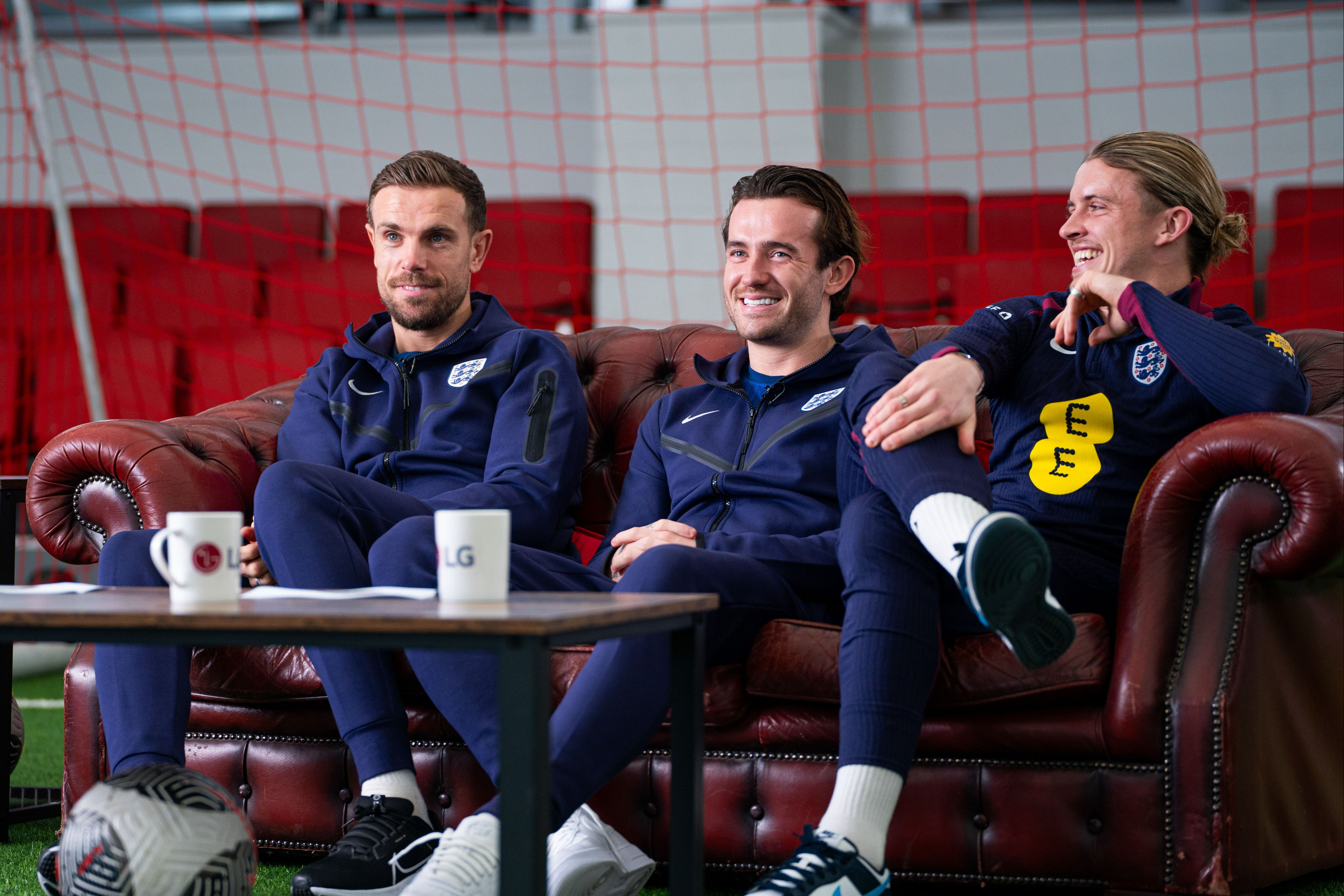 Ben Chilwell, Jordan Henderson and Conor Gallagher watched back some iconic England moments