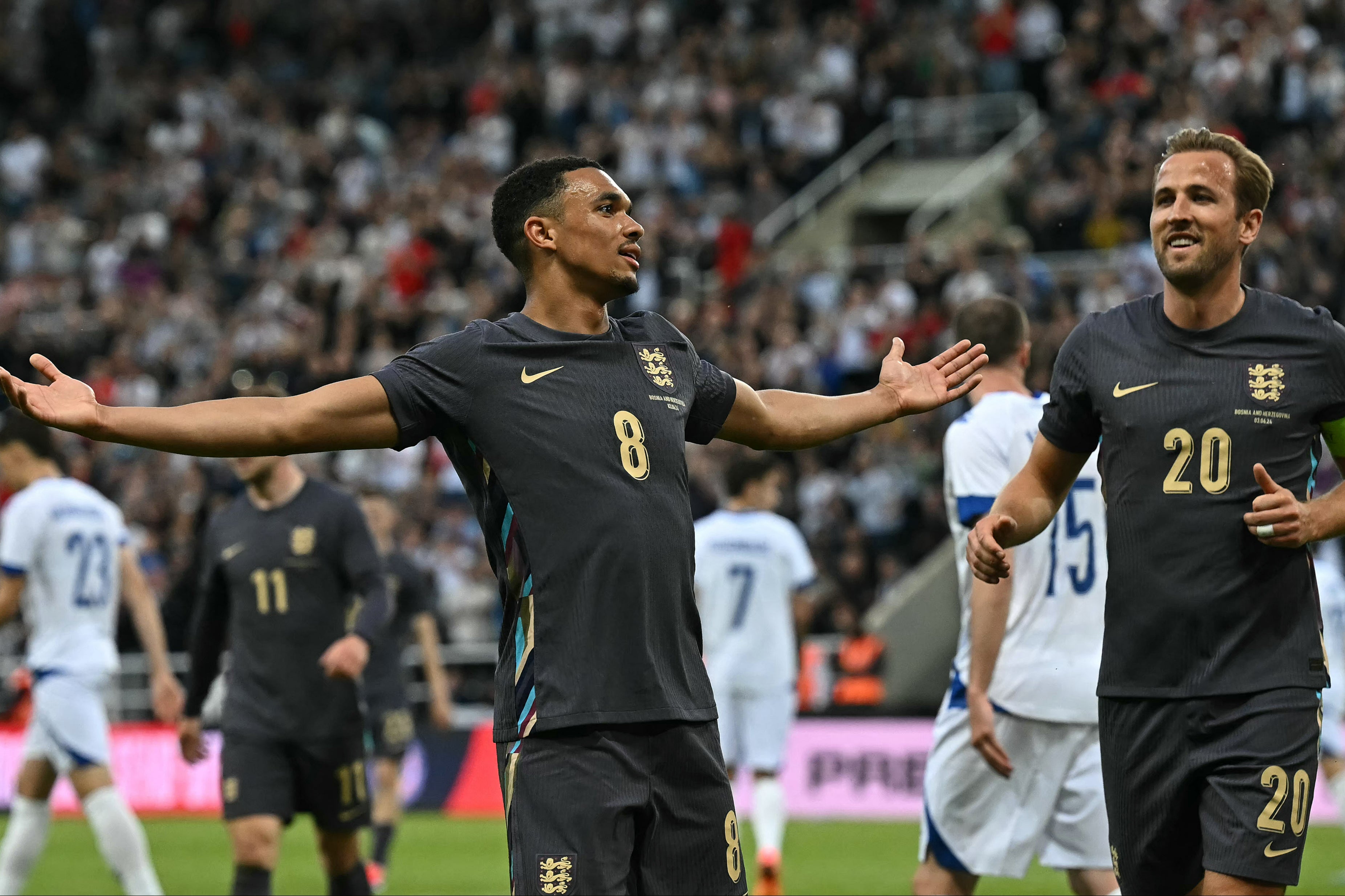 Trent Alexander-Arnold produced a lovely finish to double England’s lead