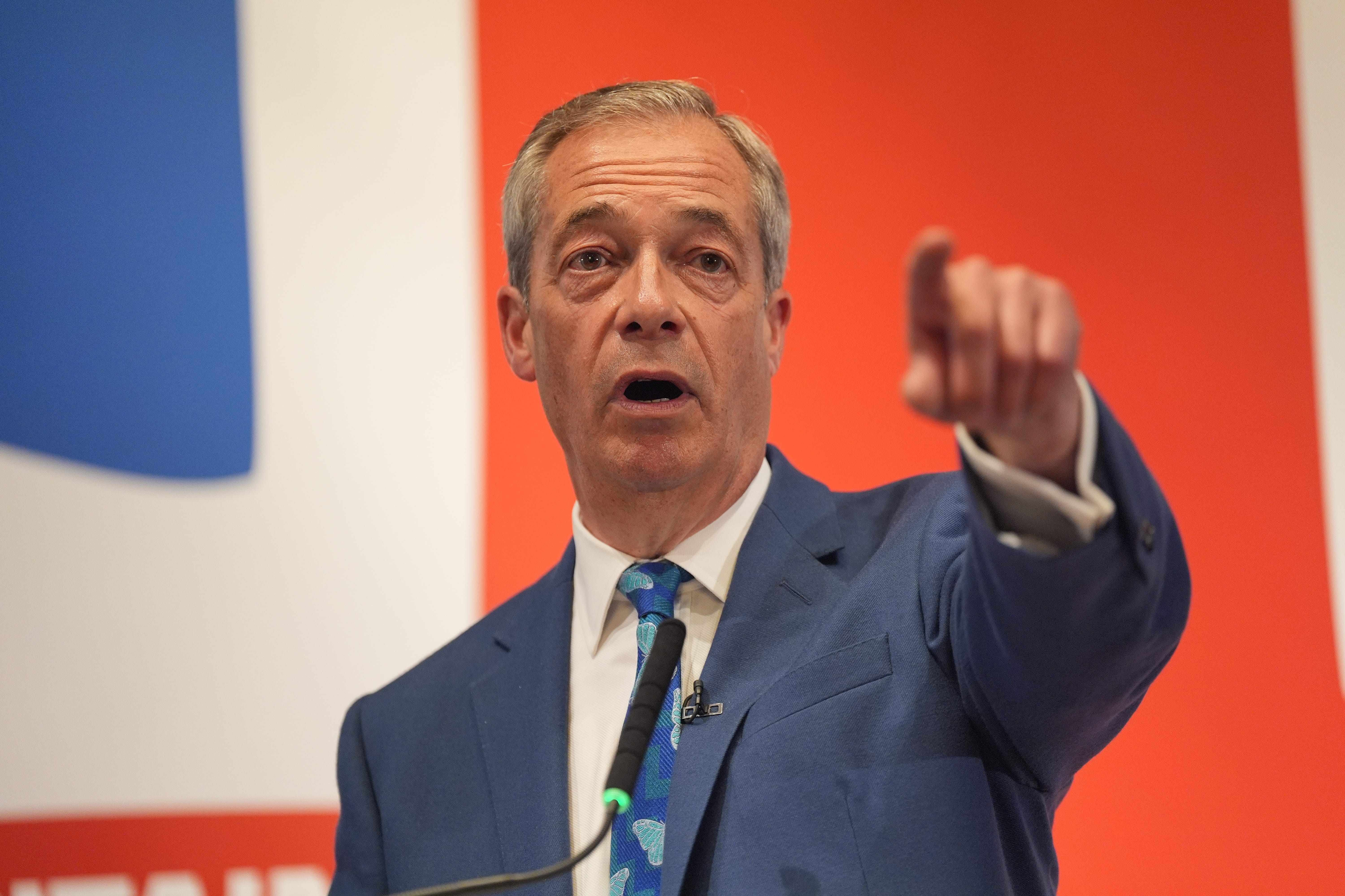 Nigel Farage during a press conference to announce that he will become the new leader of Reform UK (Yui Mok/PA)