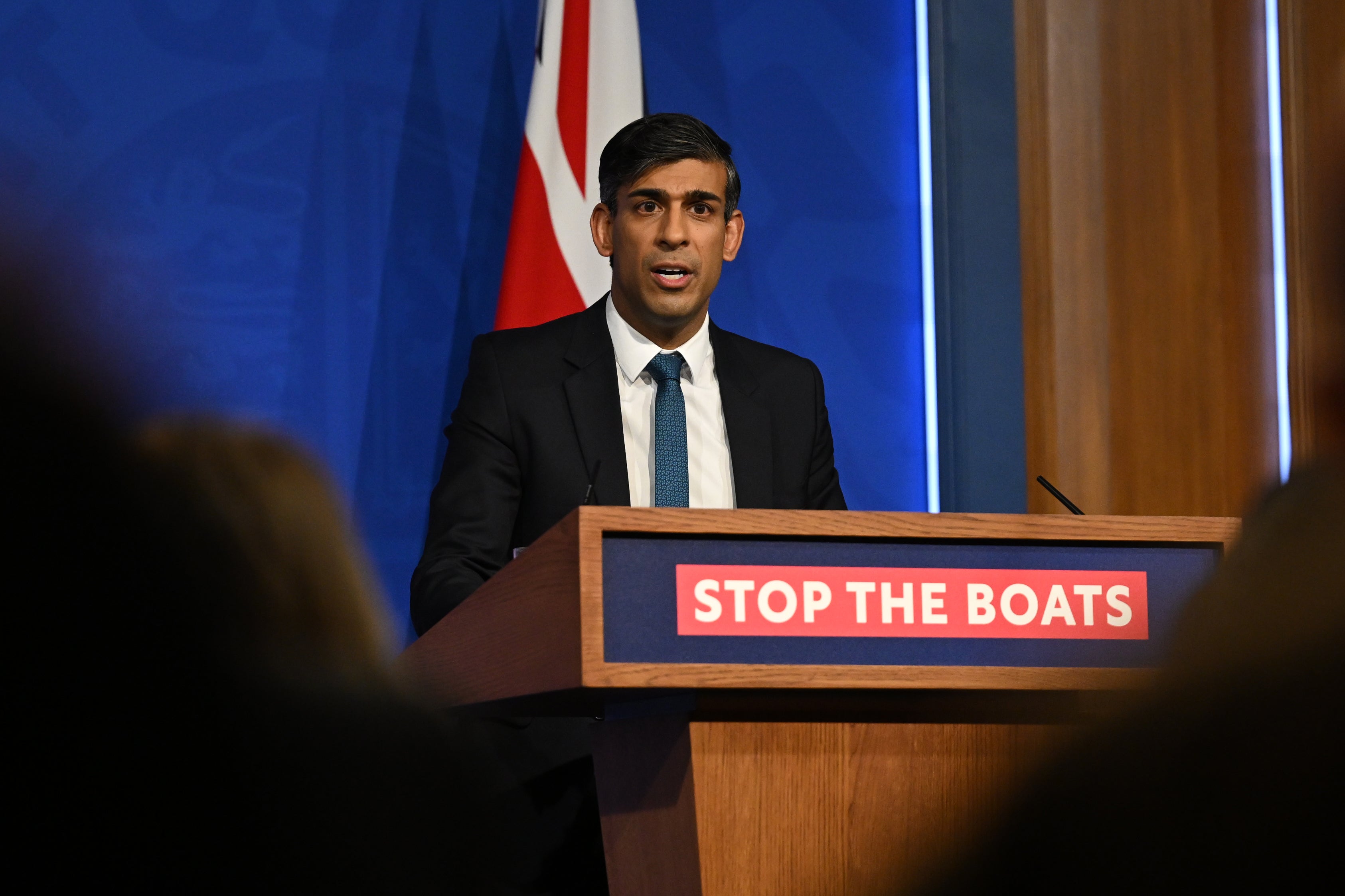 Prime Minister Rishi Sunak holds a press conference in Downing Street, London, in response to the Supreme Court ruling that the Rwanda asylum policy is unlawful