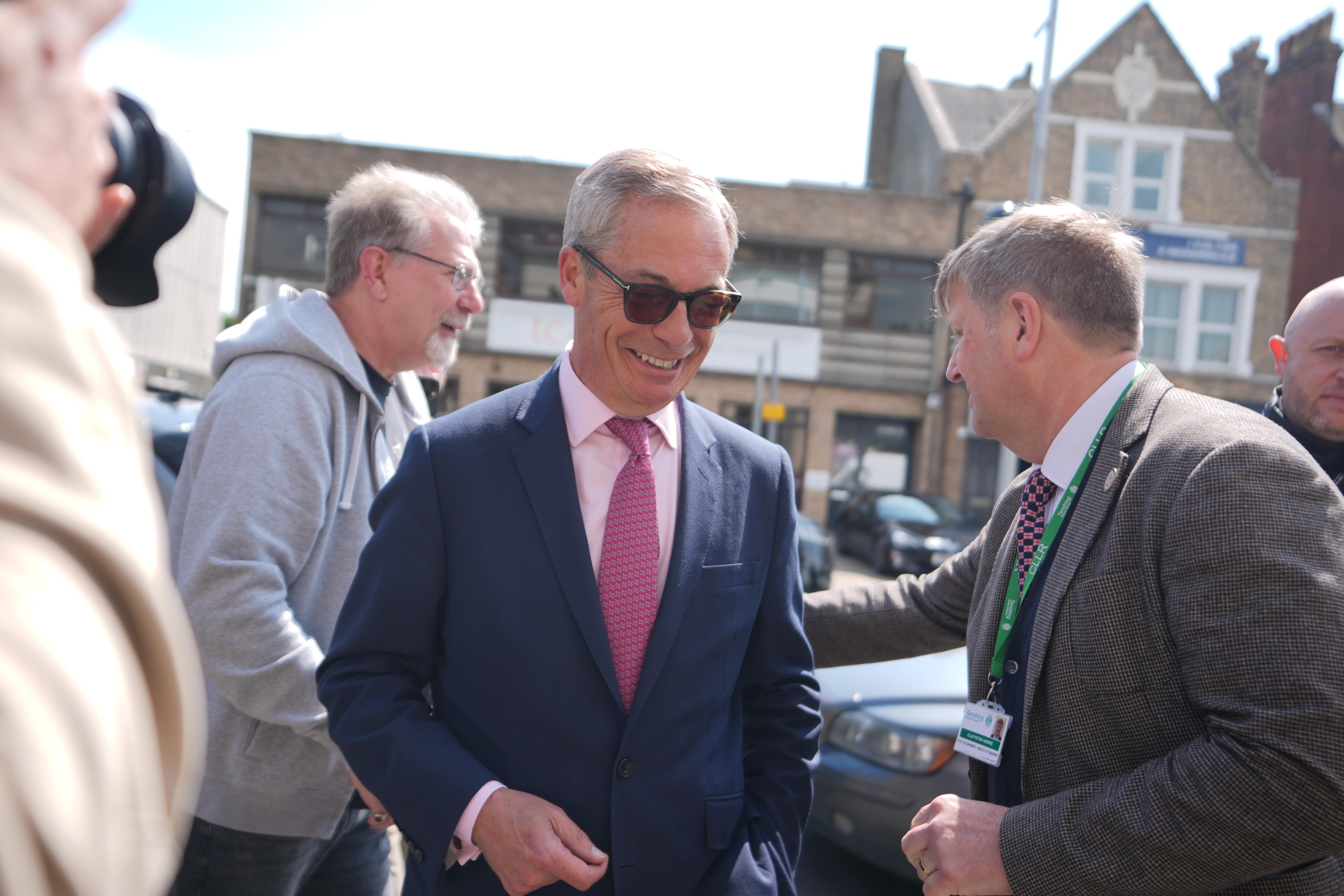 Nigel Farage arrives in Clacton to launch his election campaign (James Manning/PA)