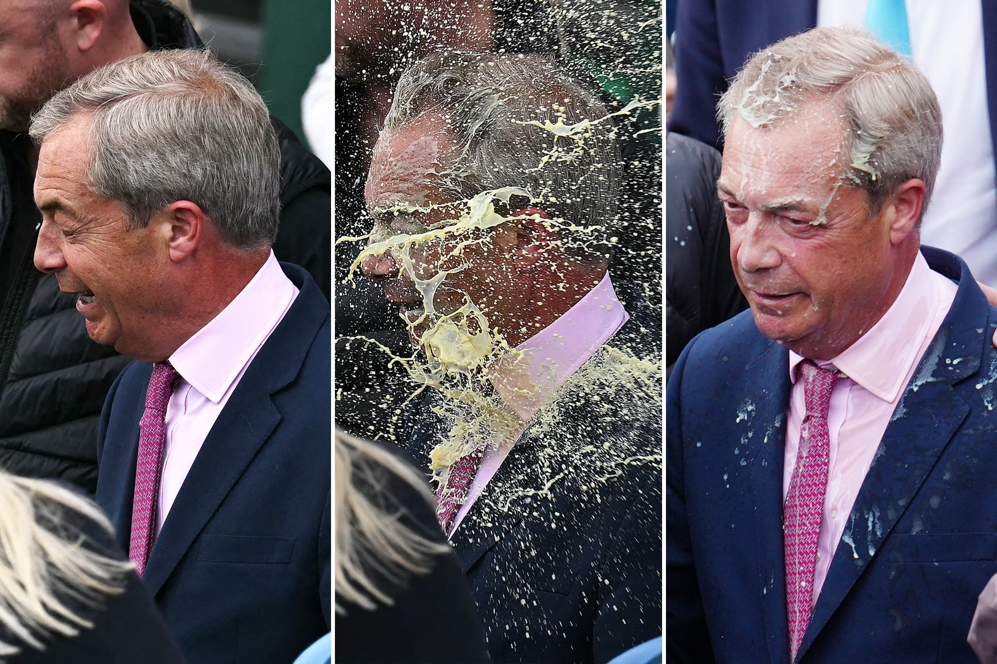 Nigel Farage was pictured apparently covered in banana milkshake during his general election campaign