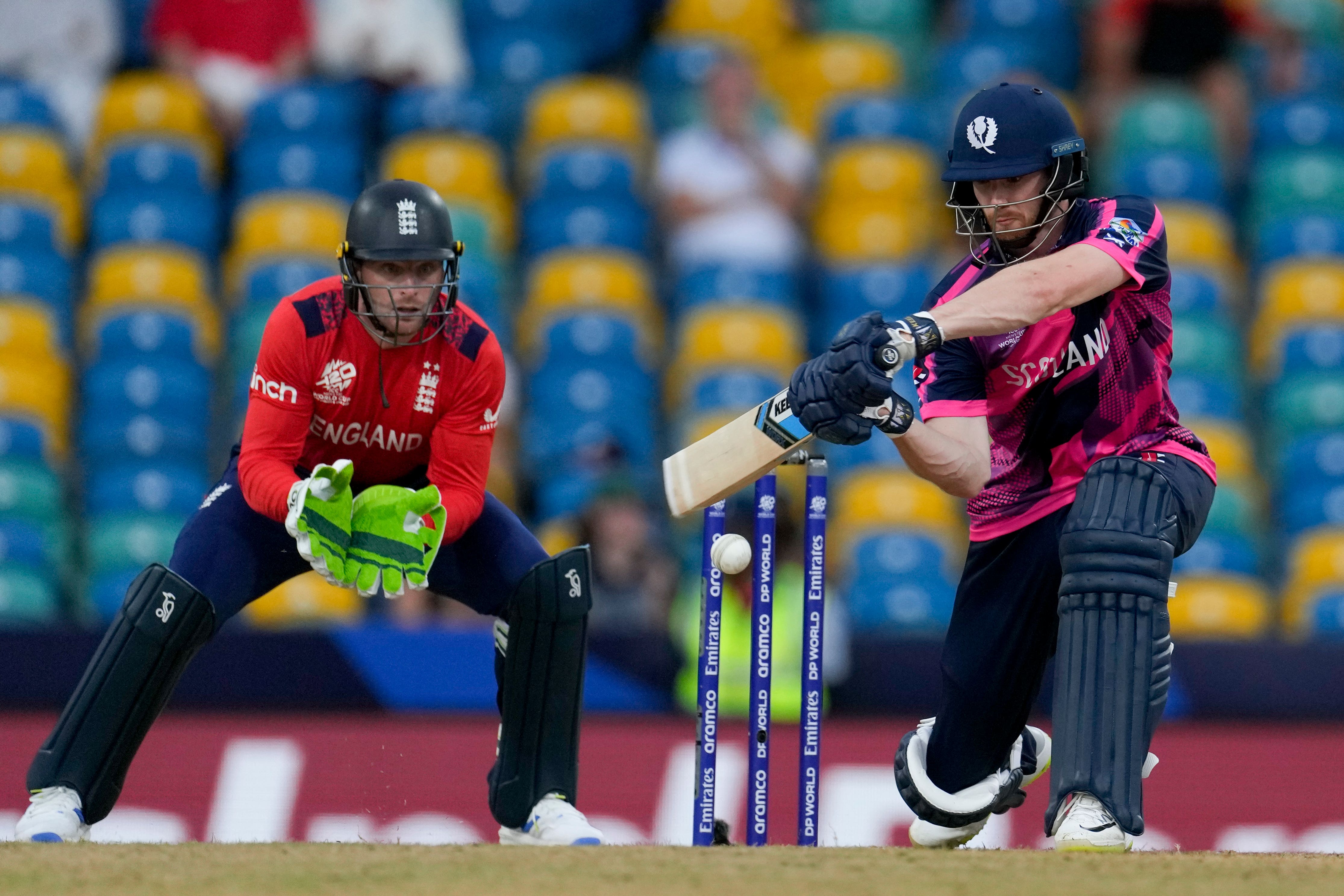 England’s match against Scotland in Barbados was abandoned due to rain (Ricardo Mazalan/AP).