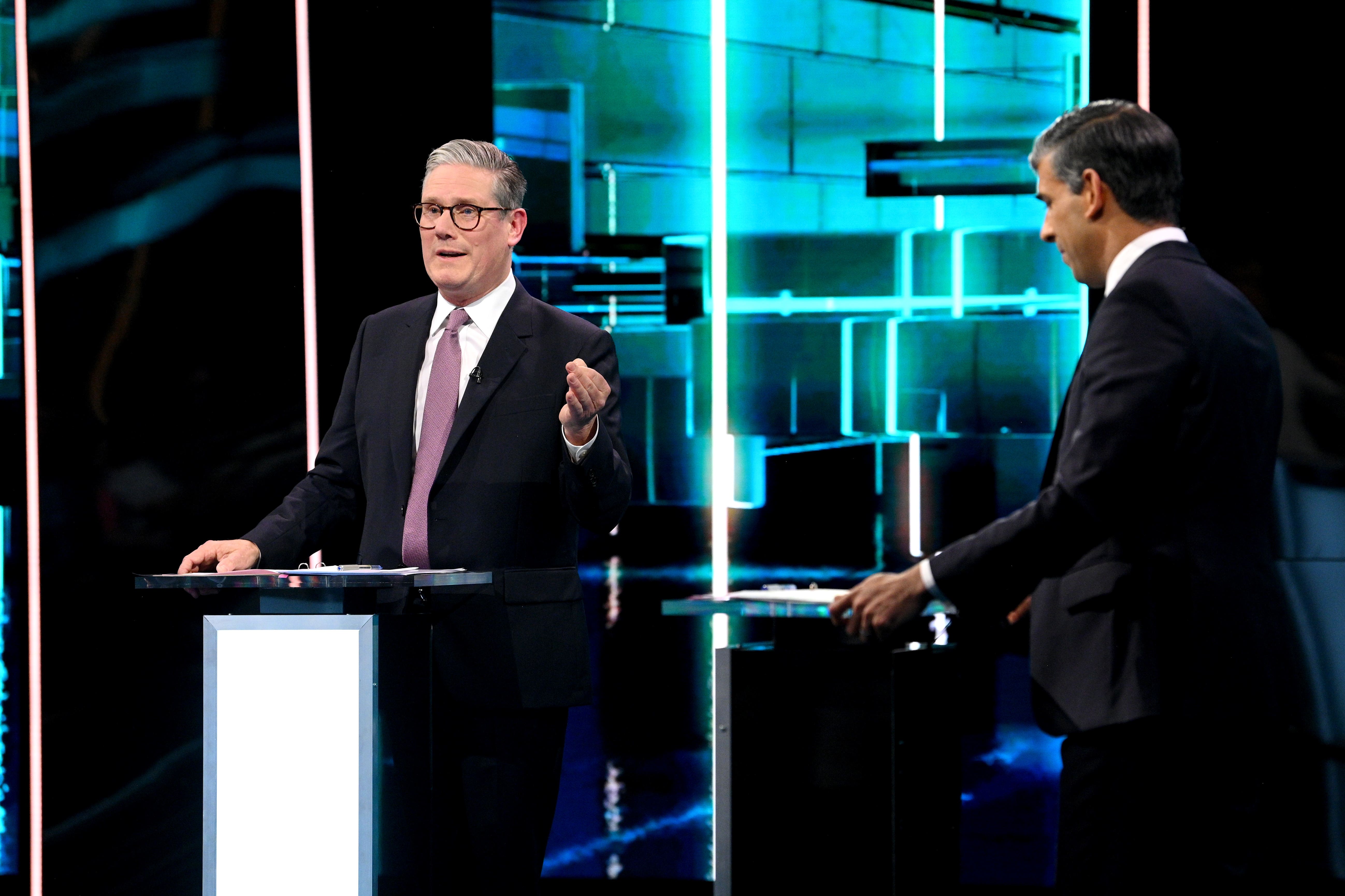 Prime Minister Rishi Sunak and Labour Party leader Sir Keir Starmer during the ITV General Election debate (Jonathan Hordle/ITV)