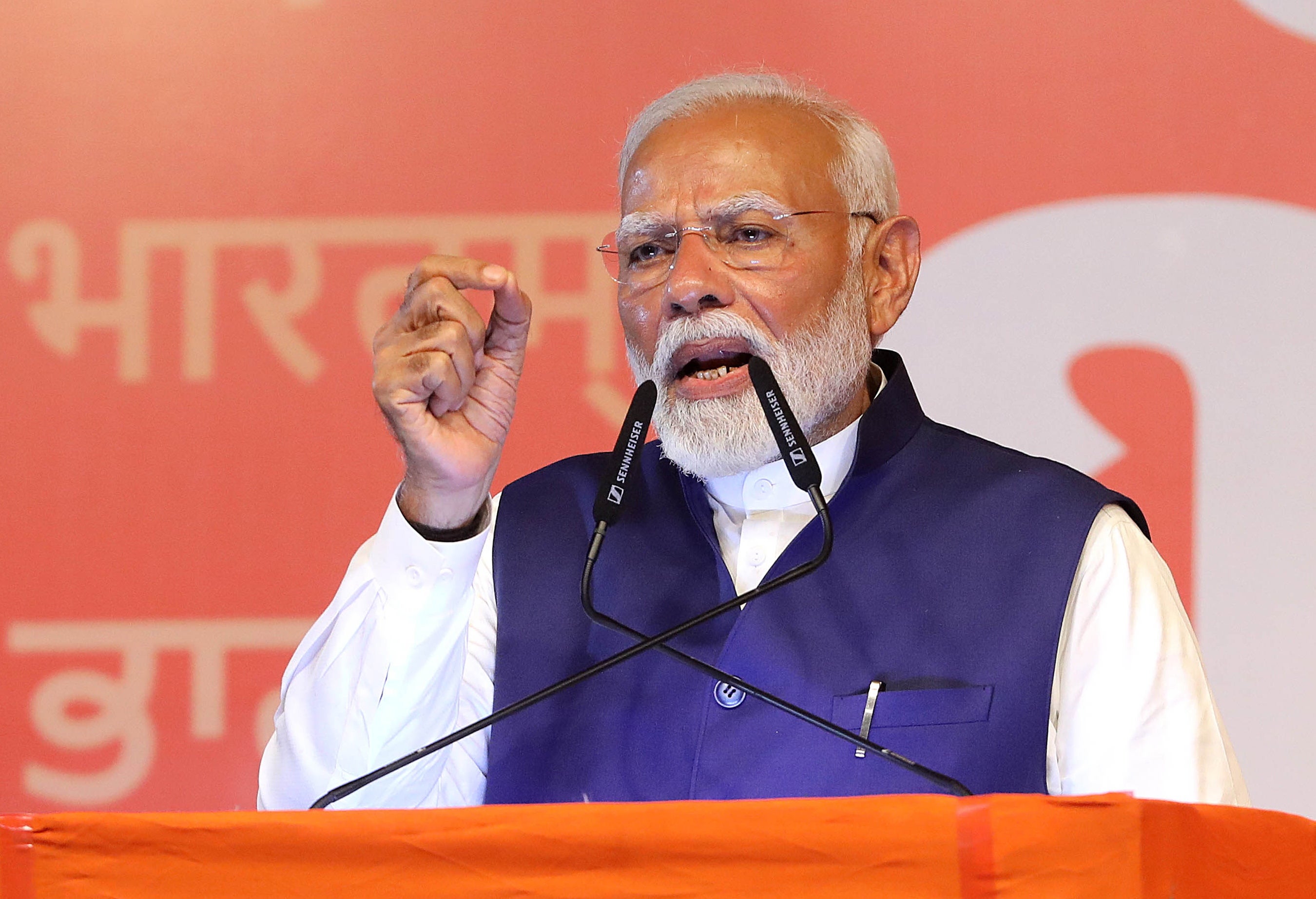 Bharatiya Janata Party (BJP) leader and Indian prime minister Narendra Modi speaks at the party headquarters in New Delhi, India, 04 June 2024