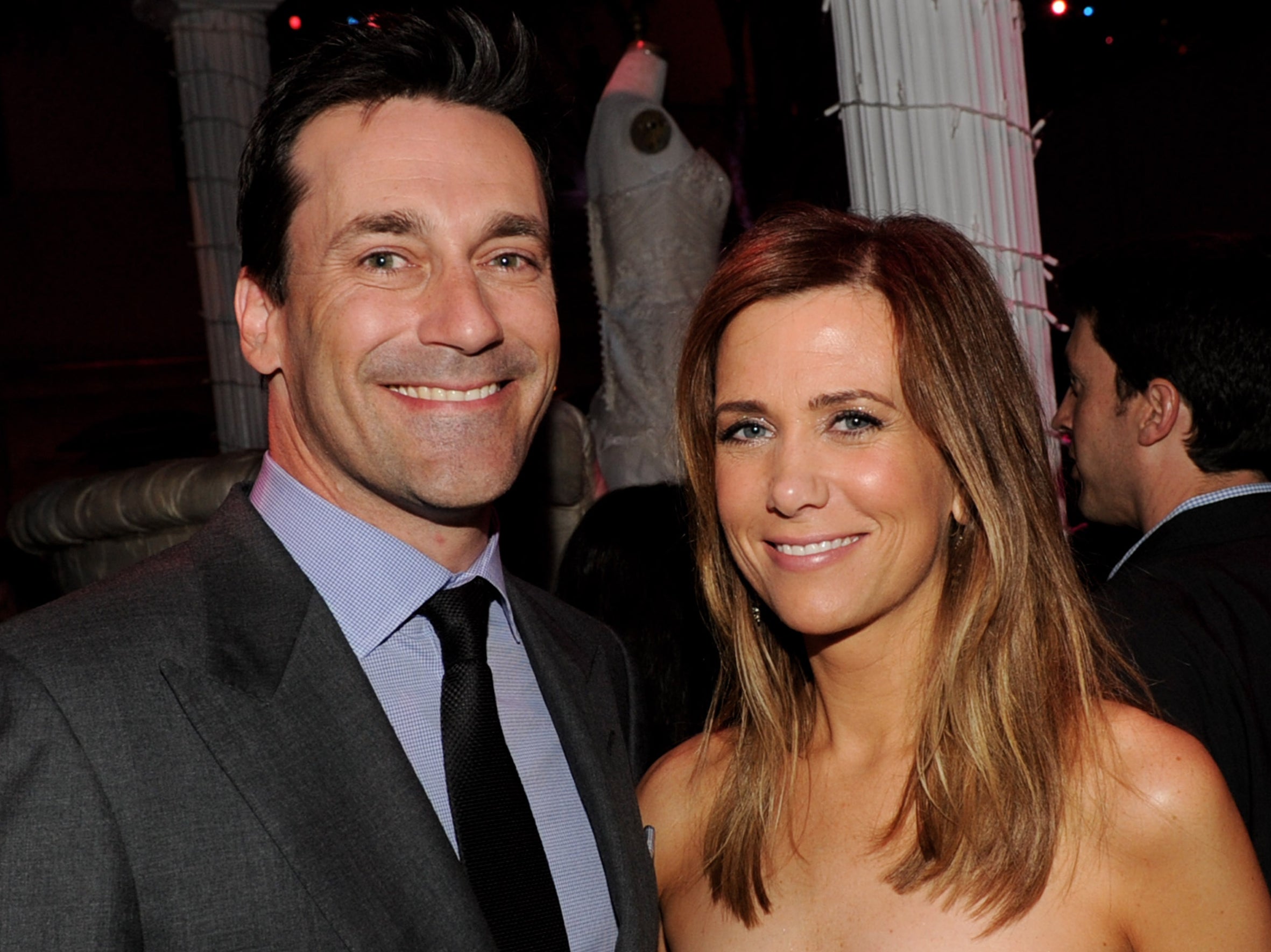 Kristen Wiig and Jon Hamm at the after party for the premiere of ‘Bridesmaids', 28 April 2011.