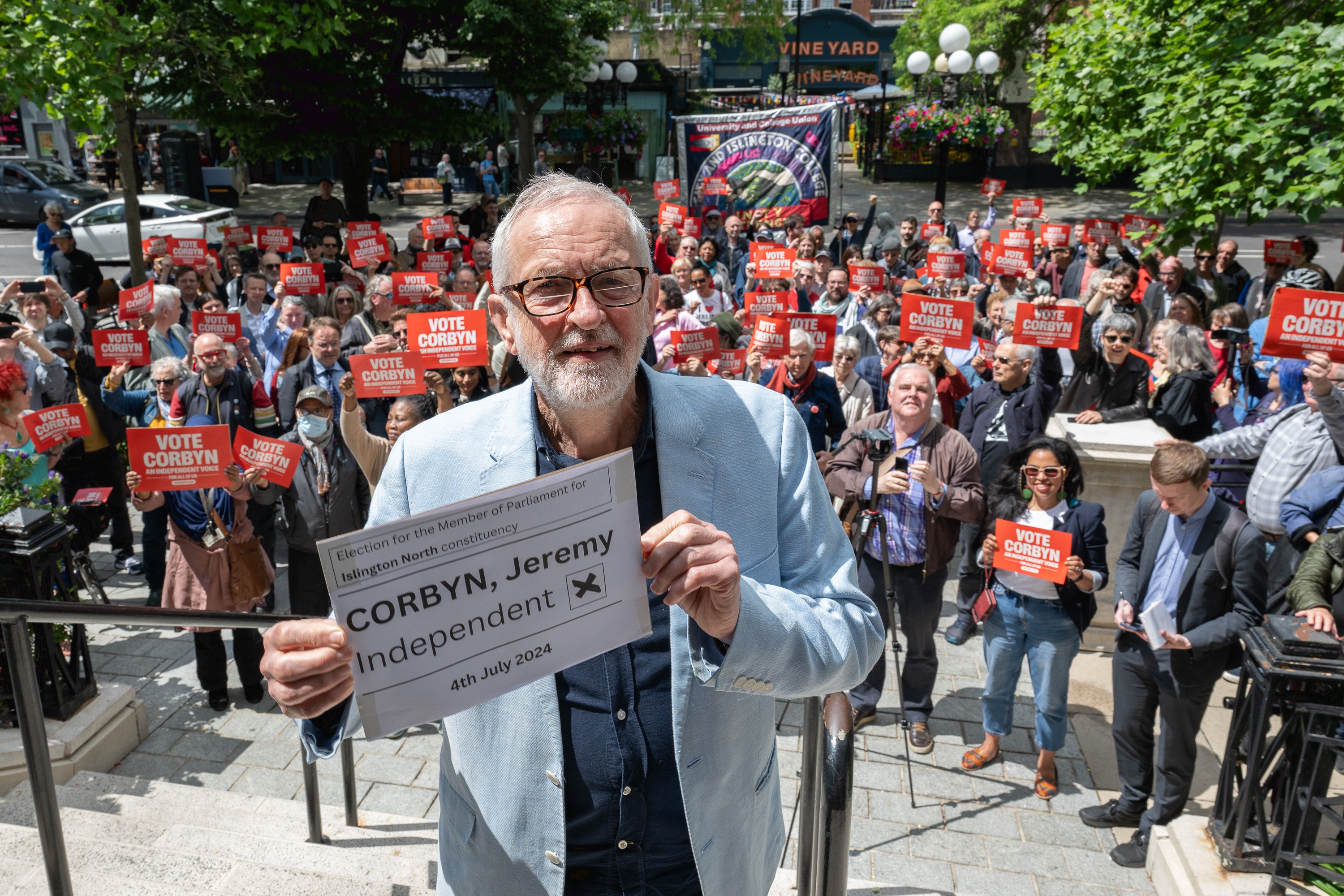 Mr Corbyn on the campaign trail in Islington