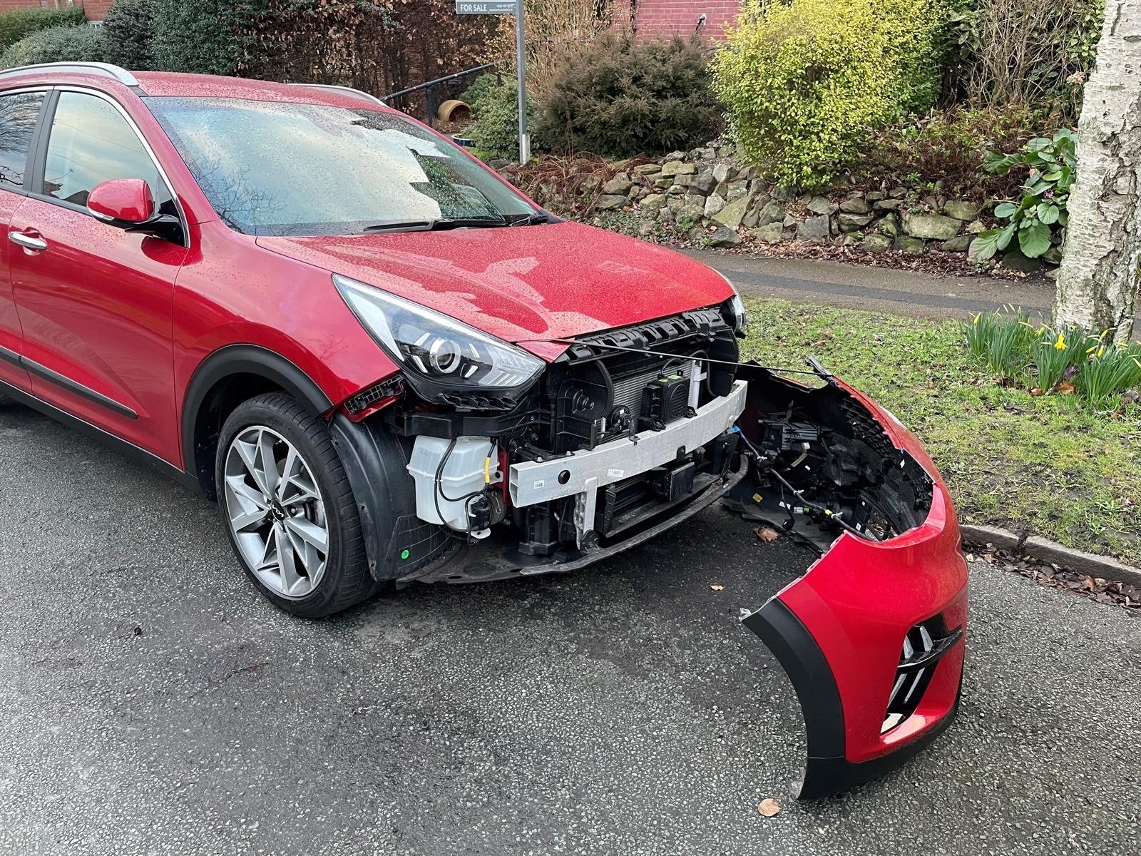 This £23,000 Kia Nero was targeted by so-called ‘car cannibals’ in a street in Harborne, Birmingham, within a week of the owner buying