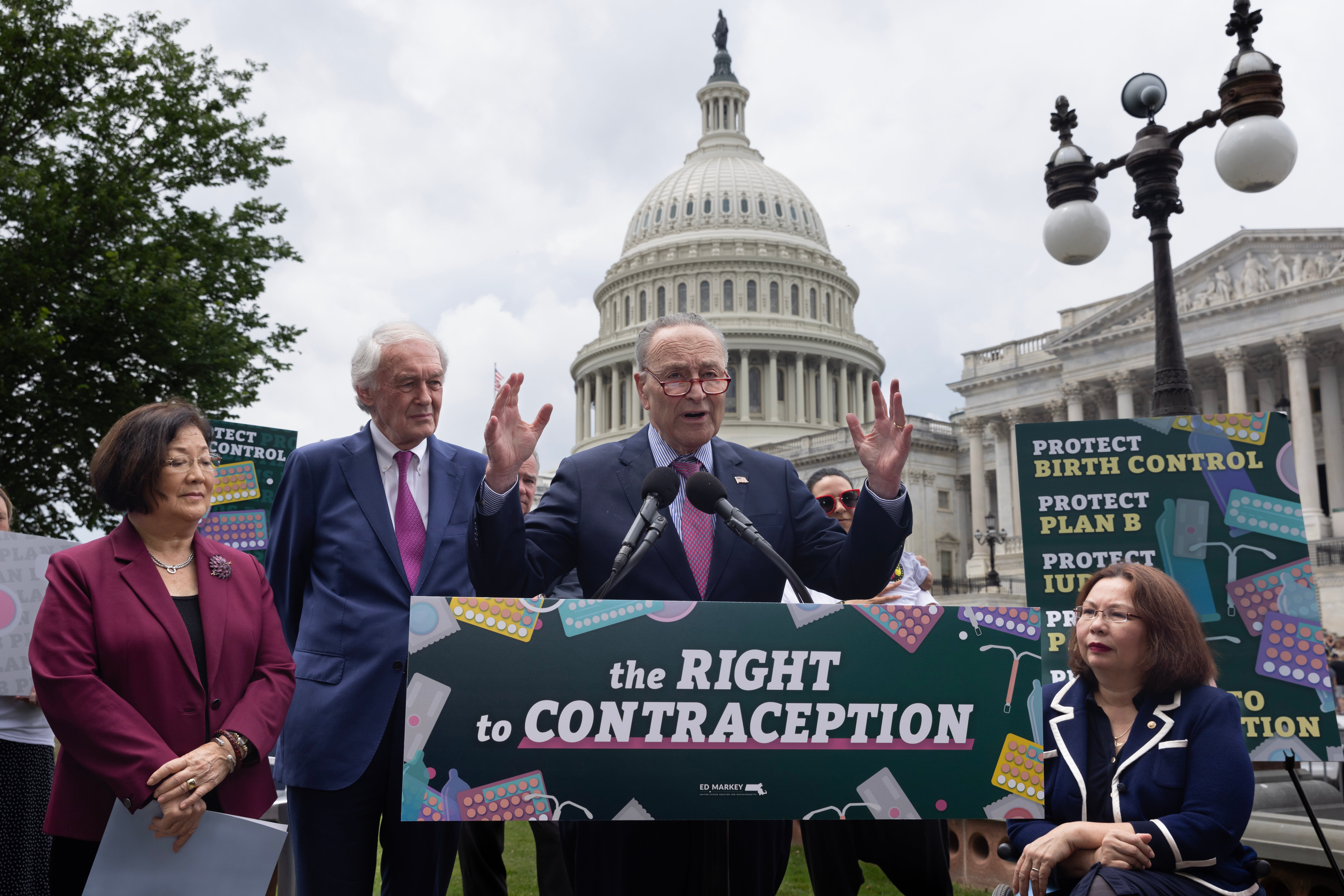 Senate Democrats hold a news conference on reproductive rights legislation on June 5, 2024