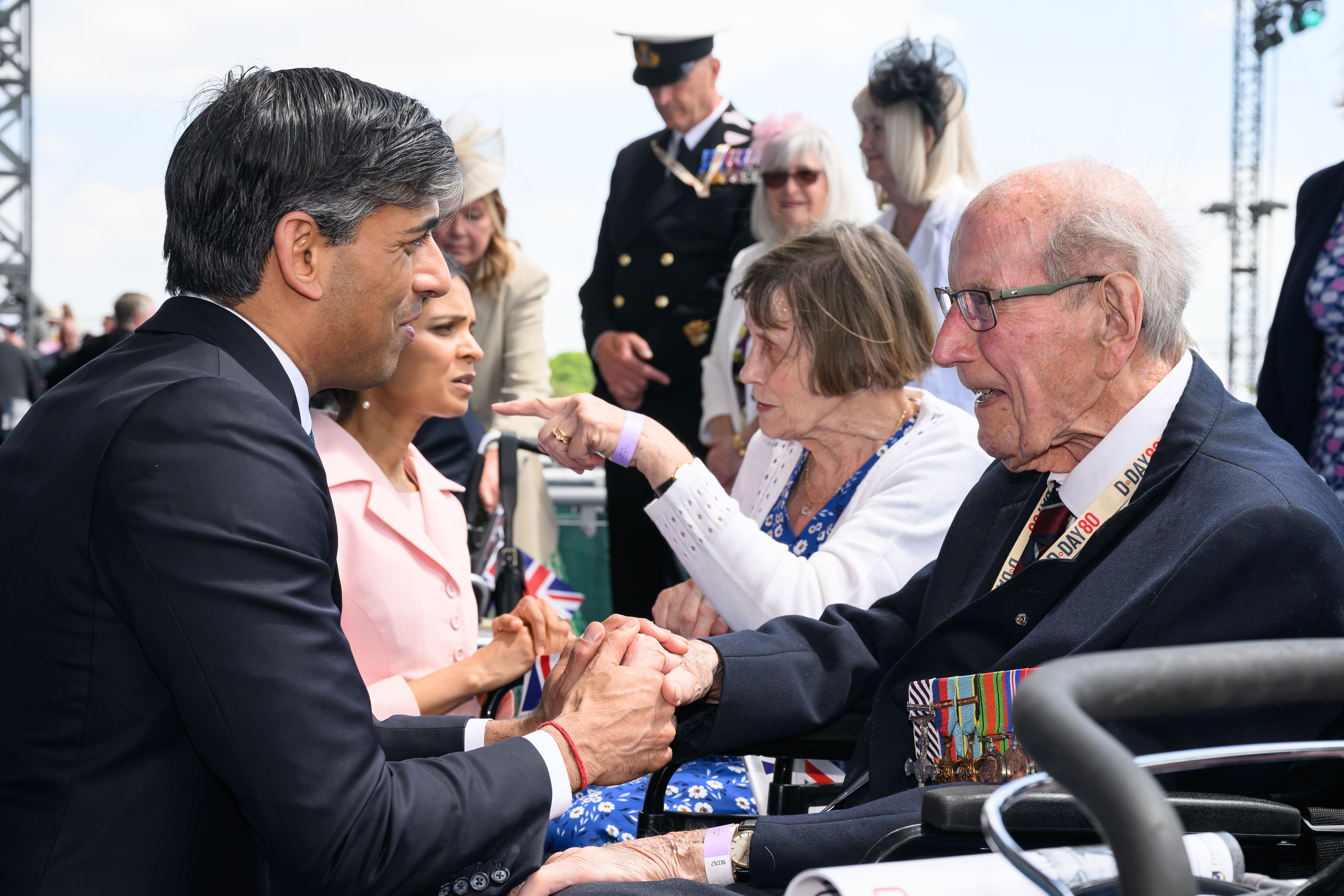 Prime Minister Rishi Sunak met D-Day veterans after the 80th anniversary national commemoration in Portsmouth on Wednesday (Leon Neal/PA)