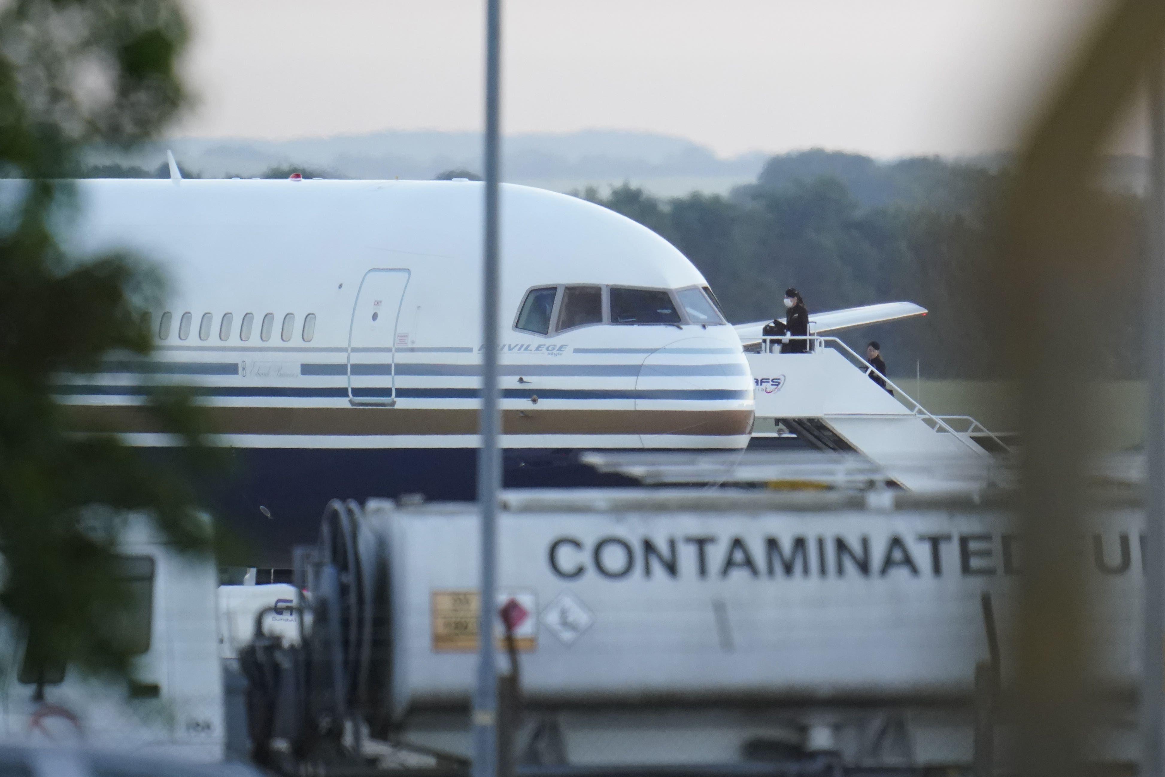 A Boeing 767 aircraft at MoD Boscombe Down, near Salisbury, which was believed to be the plane going to take asylum seekers from the UK to Rwanda in 2022 (PA)