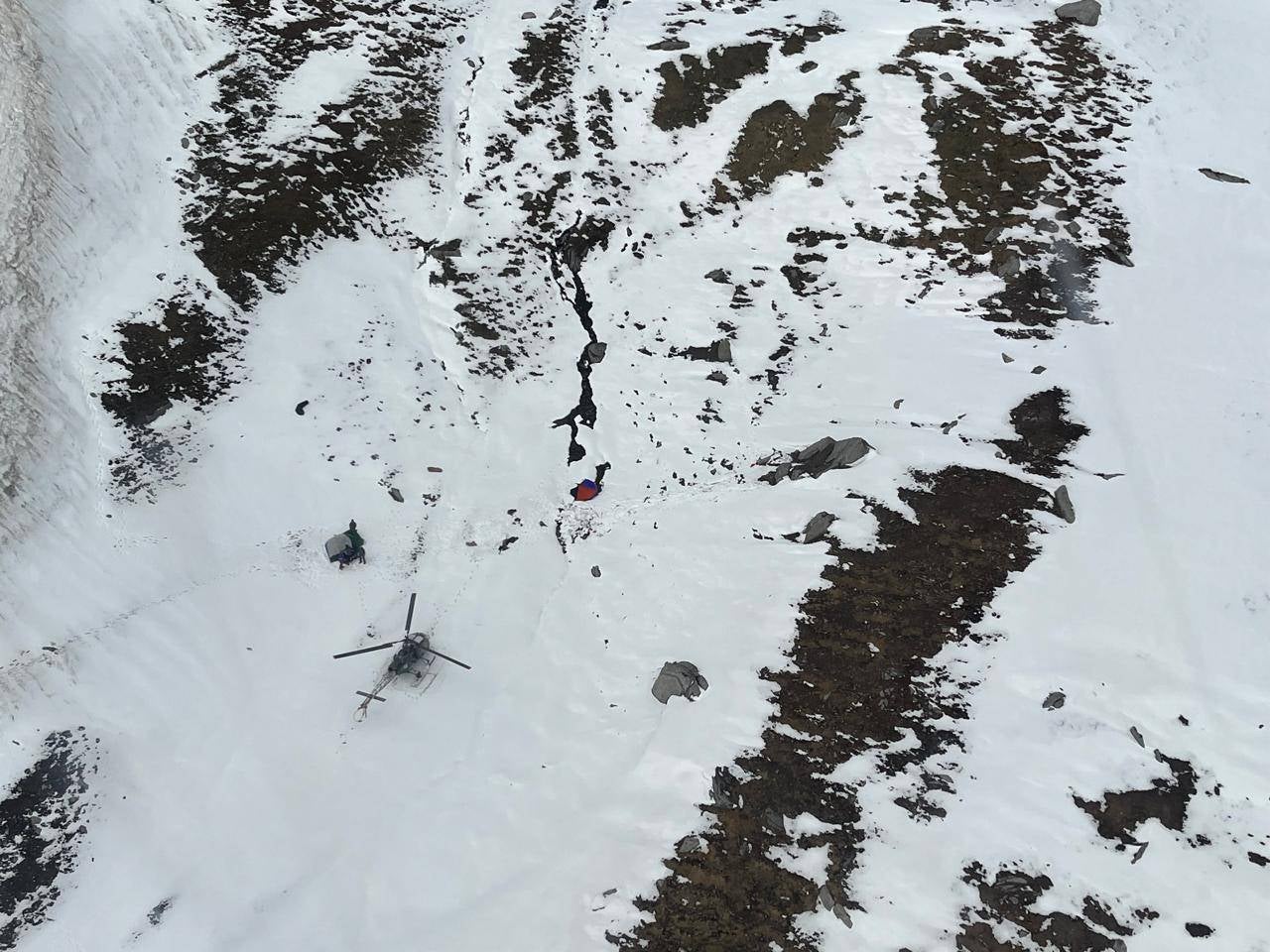 A photo taken by the Indian Air Force shows the site where the trekkers succumbed to bad weather