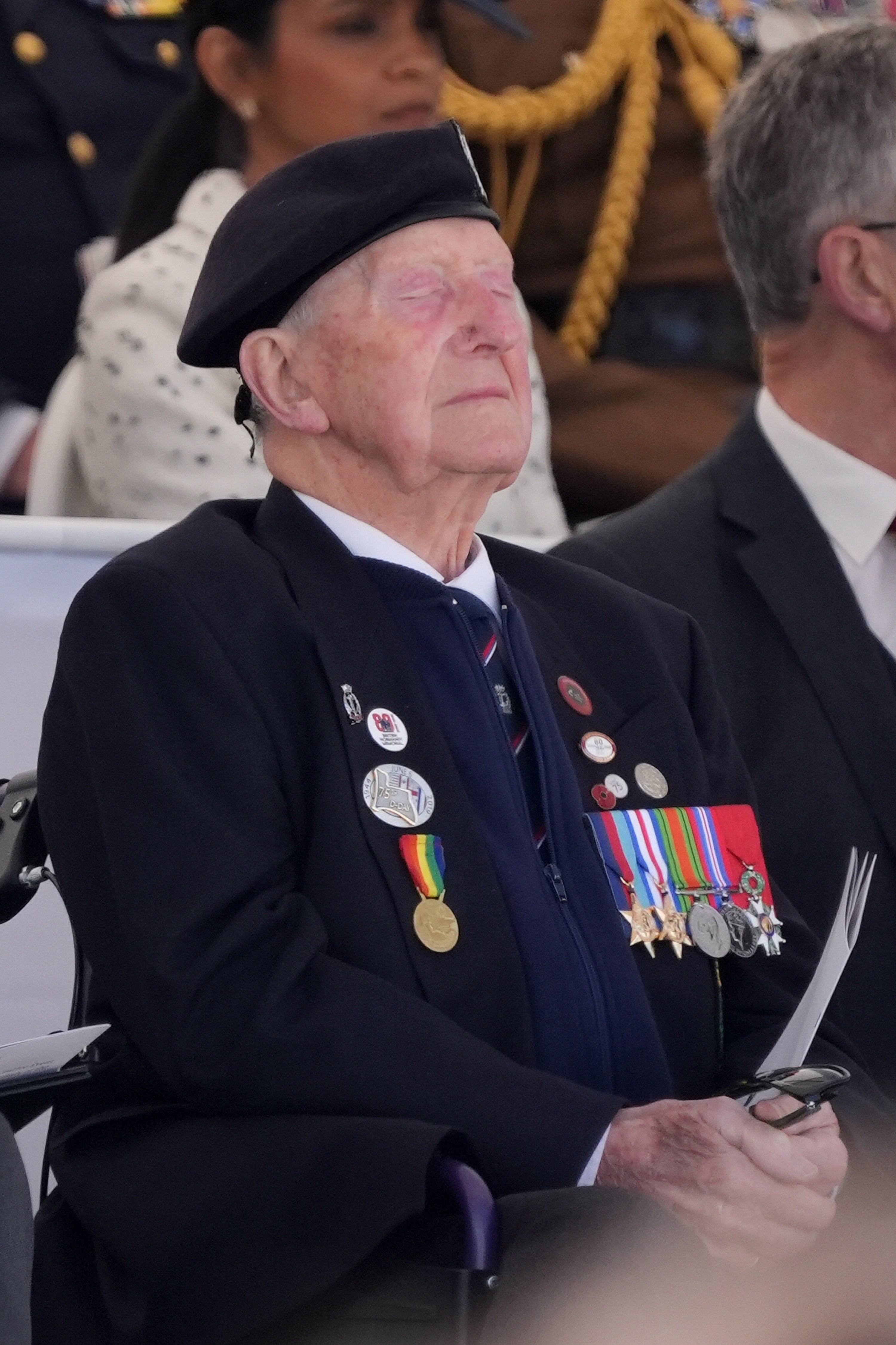 D-Day veteran and Ambassador for the British Normandy Memorial Stan Ford, feels the emotion of the event