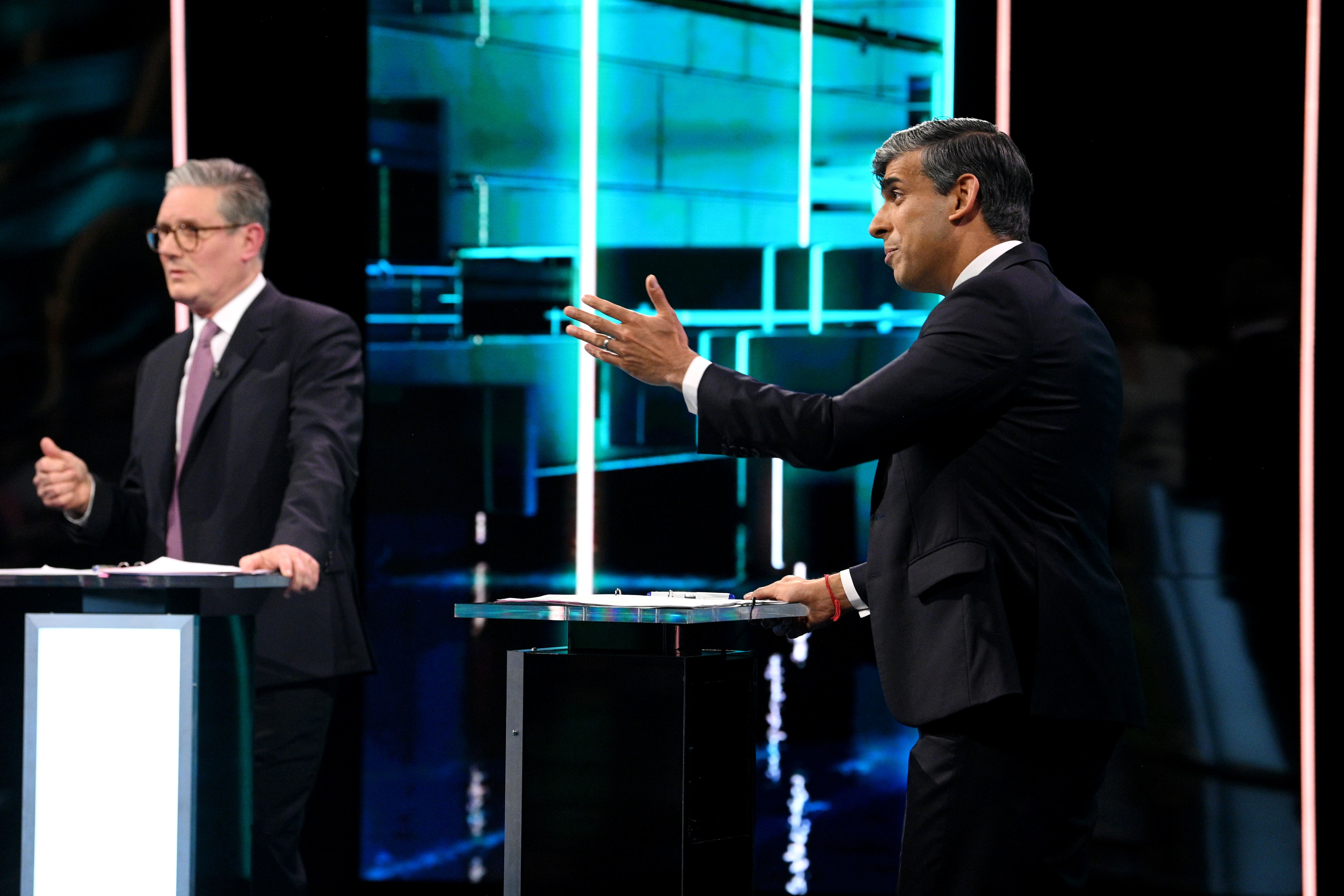 Rishi Sunak y Sir Keir Starmer se enfrentaron en un debate televisivo el miércoles (Jonathan Hurdle/ITV)