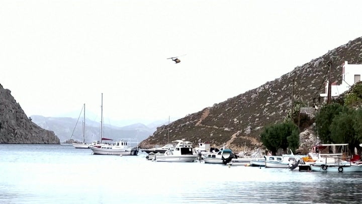 The Greek island of Symi is known for its rugged terrain and rocky cliffs